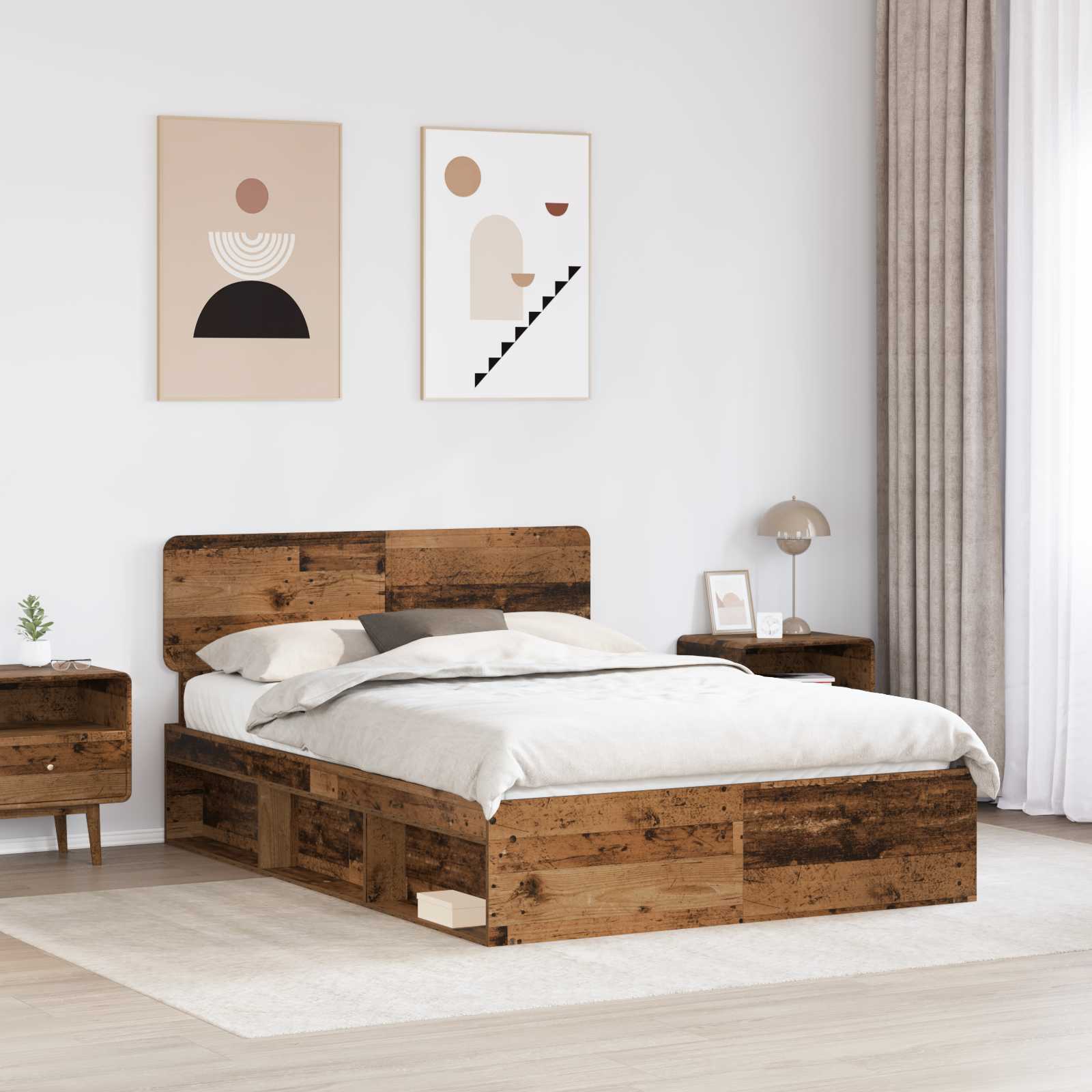 Krevetna konstrukcija s uzglavljem Staro drvo 150 x 200 cm