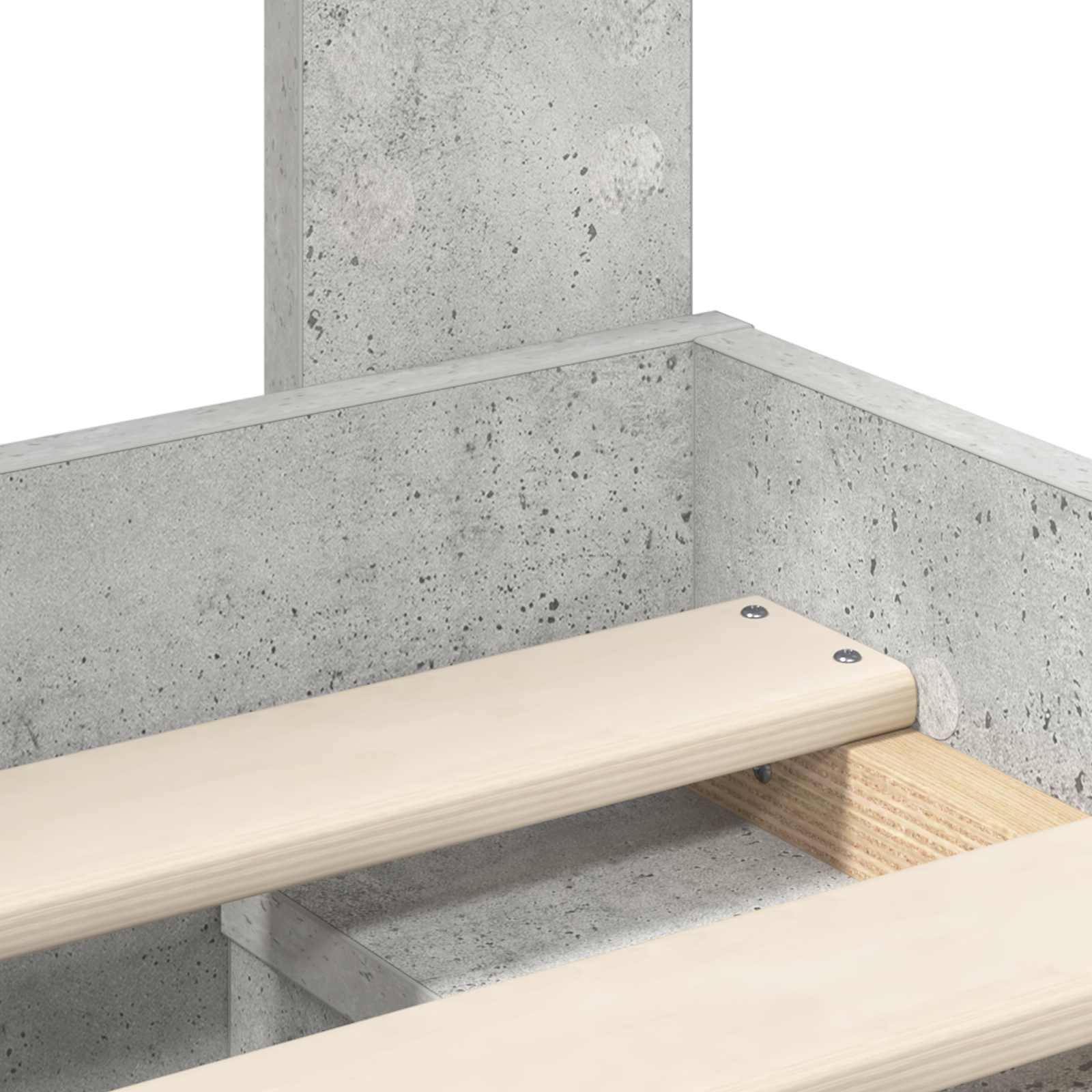 Krevetna konstrukcija Beton 140 x 190 cm Čvrsto borovo drvo