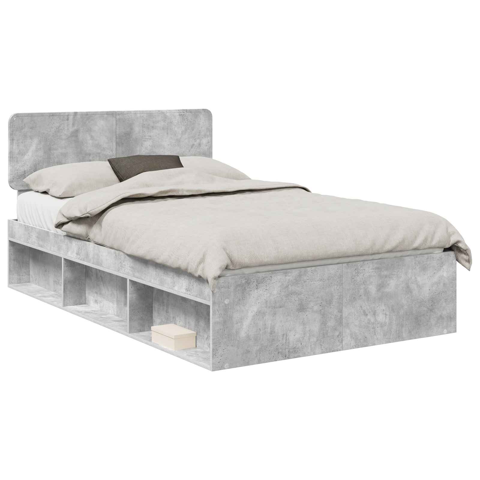 Krevetna konstrukcija s uzglavljem Betonska siva 135 x 190 cm