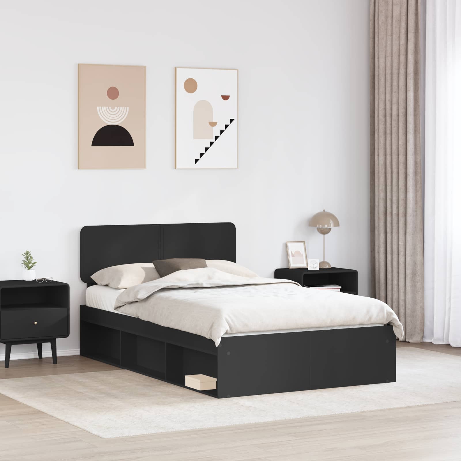Krevetna konstrukcija Crna 120 x 200 cm Čvrsto borovo drvo