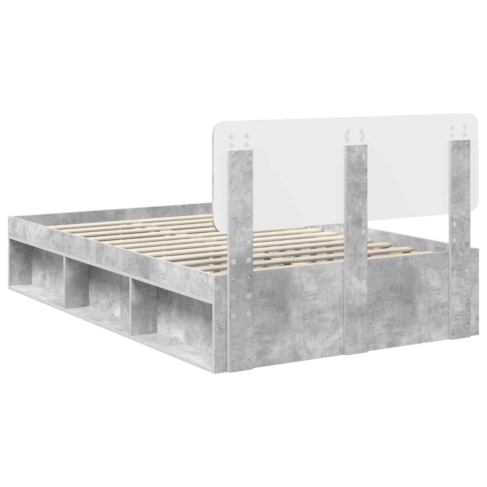 Krevetna konstrukcija Beton 120 x 200 cm Čvrsto borovo drvo