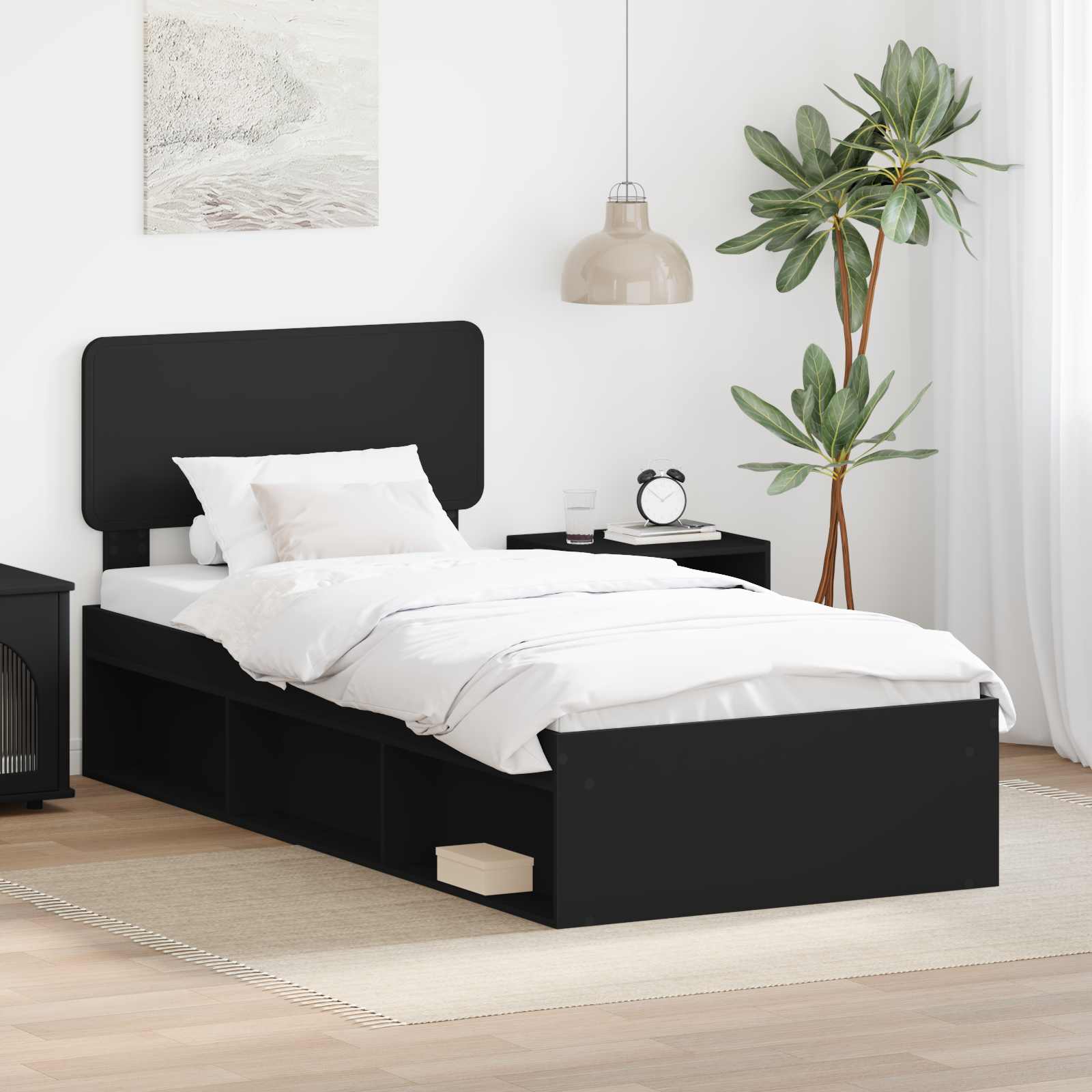 Krevetna konstrukcija Crna 100 x 200 cm Čvrsto borovo drvo