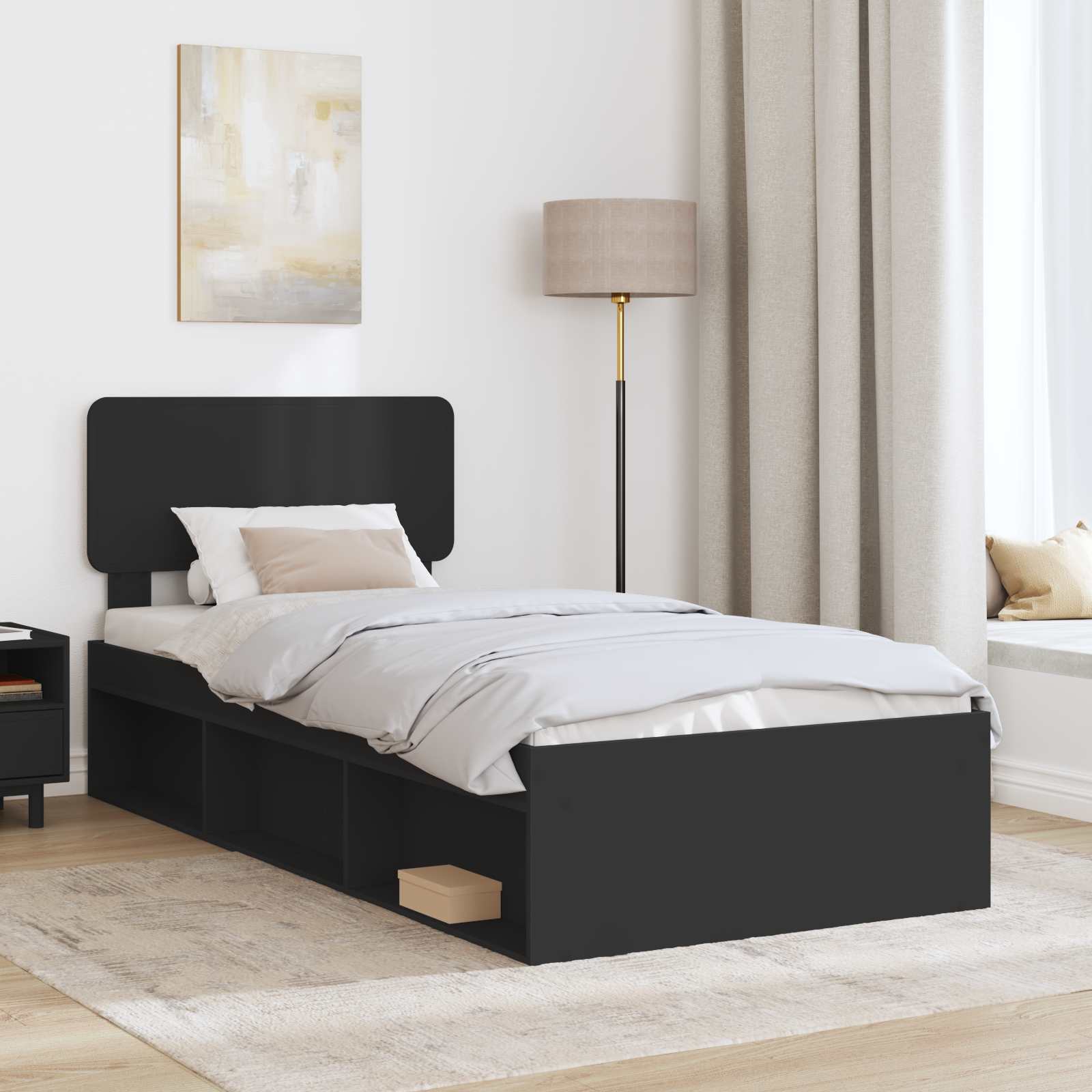 Krevetna konstrukcija Crna 100 x 200 cm Čvrsto borovo drvo
