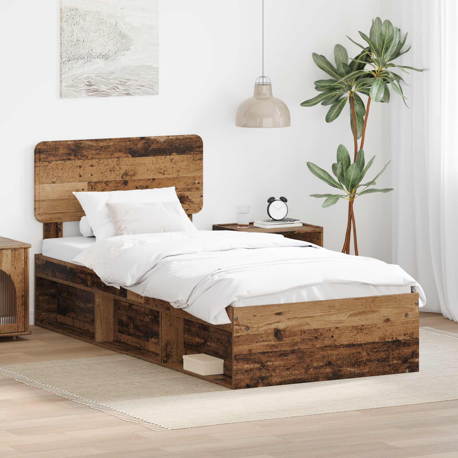 Krevetna konstrukcija Staro drvo 90 x 200 cm Čvrsto borovo drvo