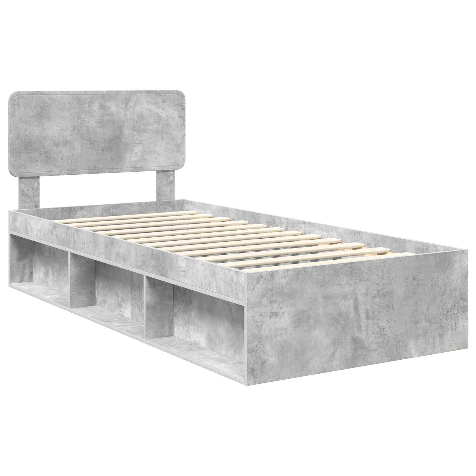 Krevetna konstrukcija s uzglavljem Betonska siva 75 x 190 cm