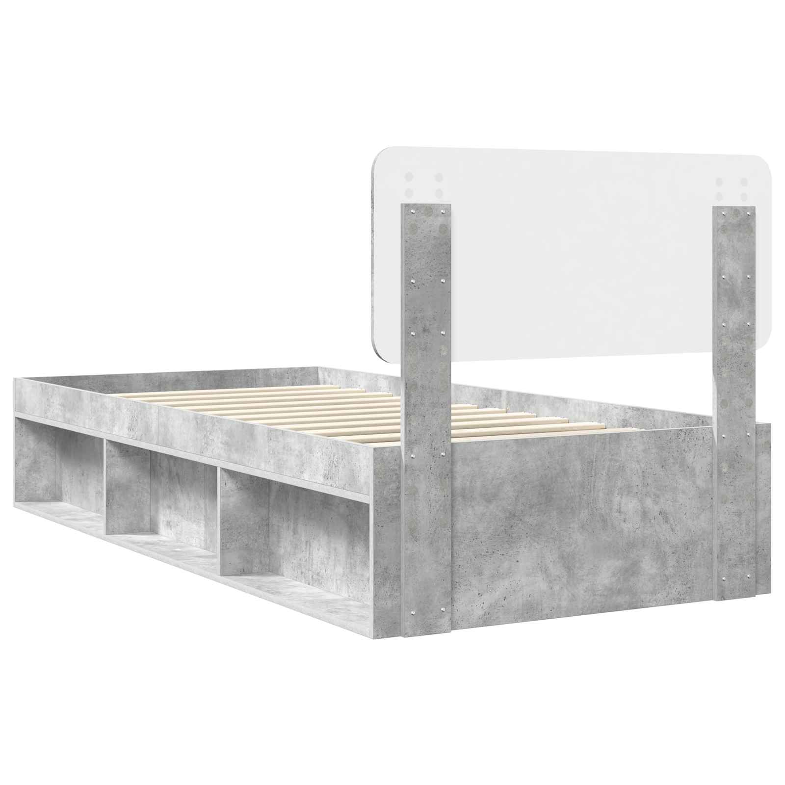 Krevetna konstrukcija s uzglavljem Betonska siva 75 x 190 cm
