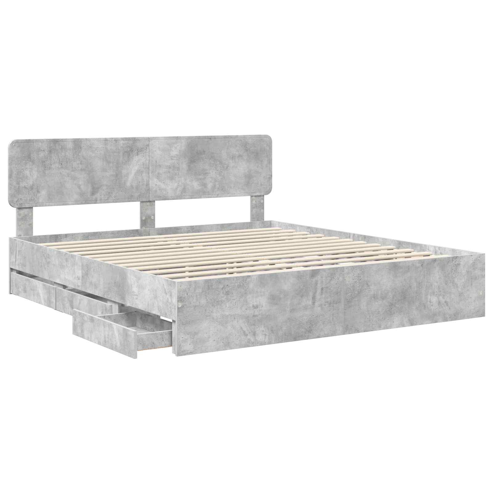 Krevetna konstrukcija s ladicama Betonsko Siva 200 x 200 cm