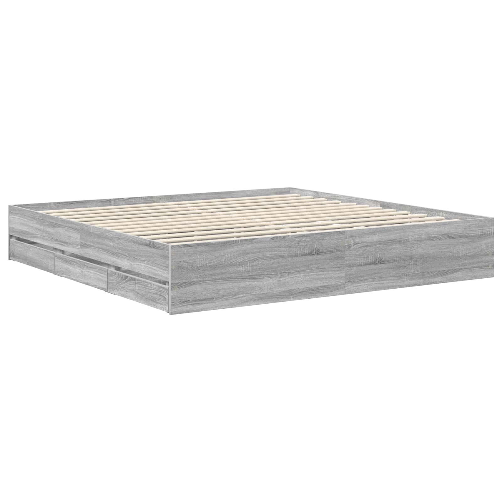 Krevetna konstrukcija s ladicama Sivi Sonoma 200 x 200 cm