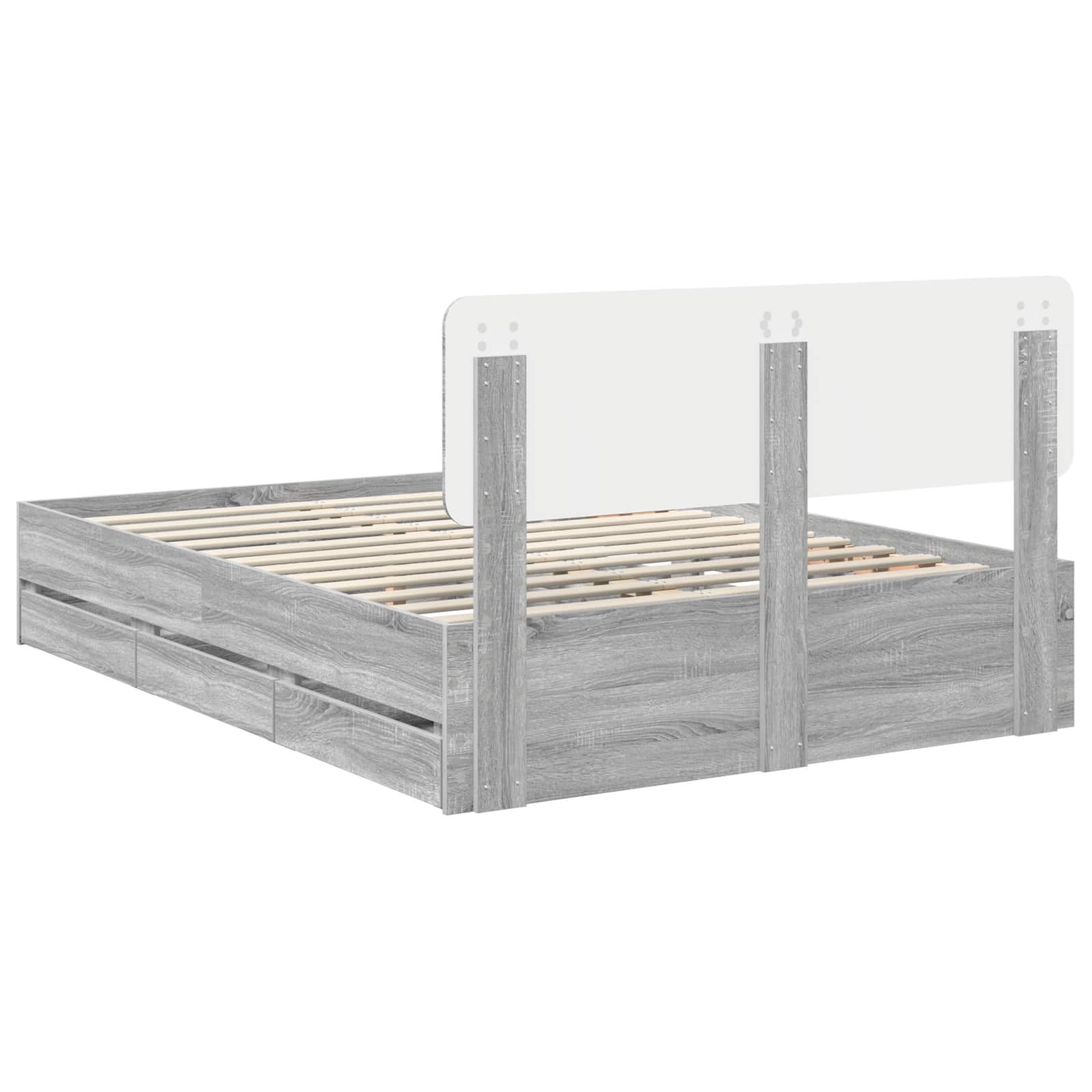 Krevetna konstrukcija s ladicama Sivi Sonoma 140 x 200 cm