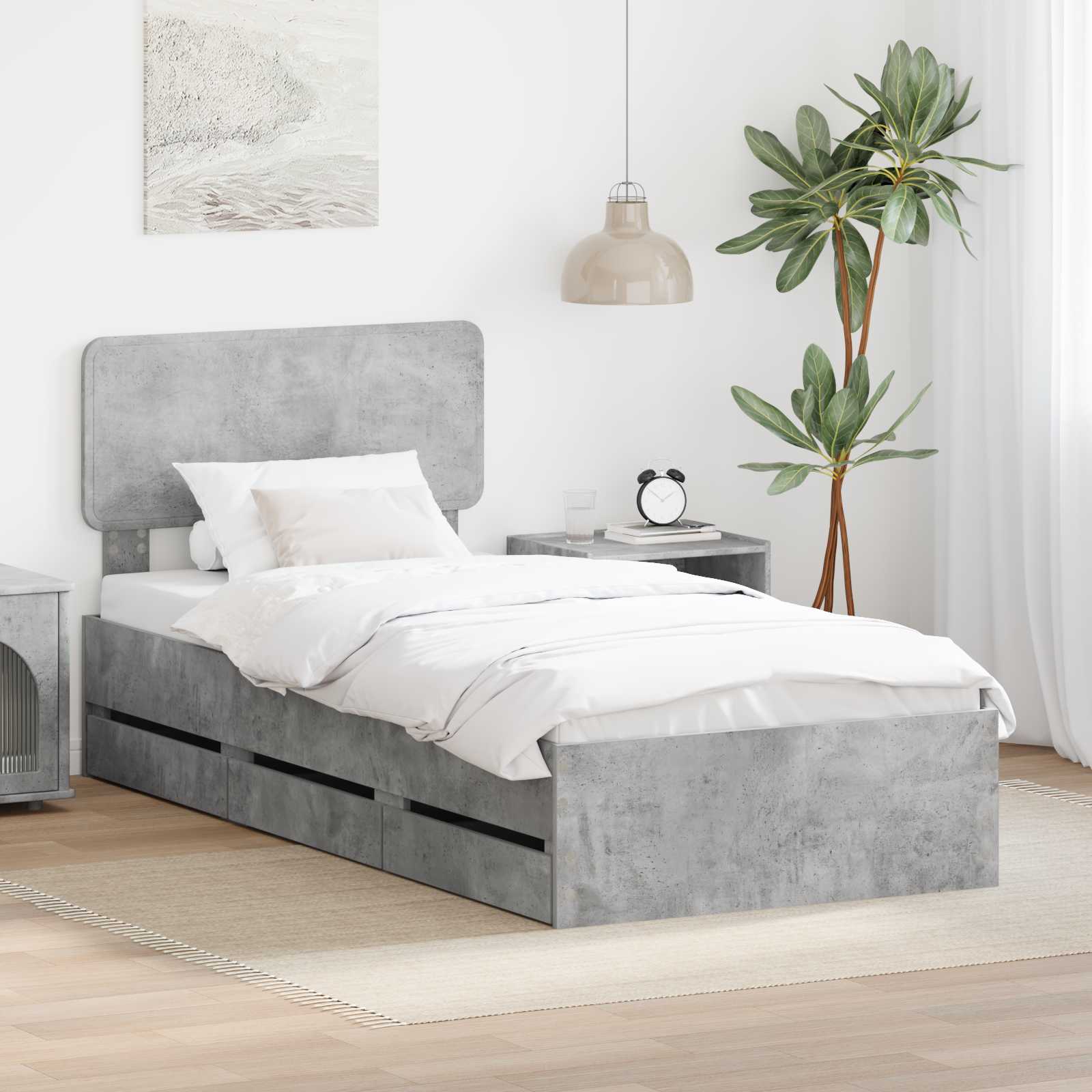 Krevetna konstrukcija s ladicama Betonsko Siva 75 x 190 cm
