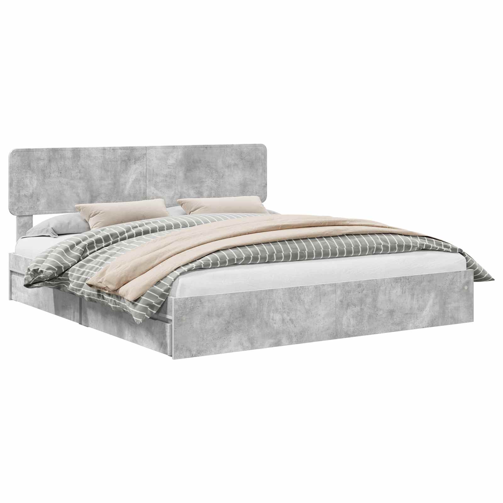 Krevet s od storage s uzglavljem Betonski sivi 200 x 200 cm