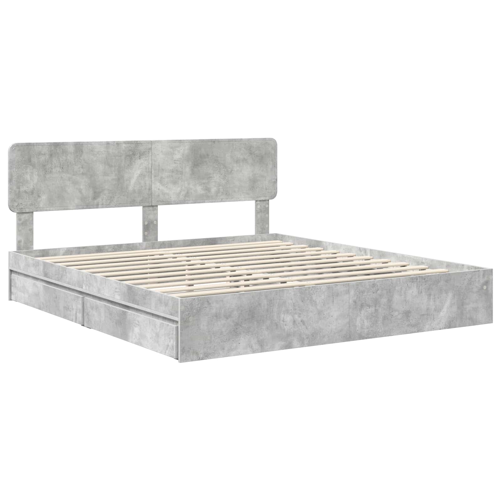 Krevet s od storage s uzglavljem Betonski sivi 200 x 200 cm