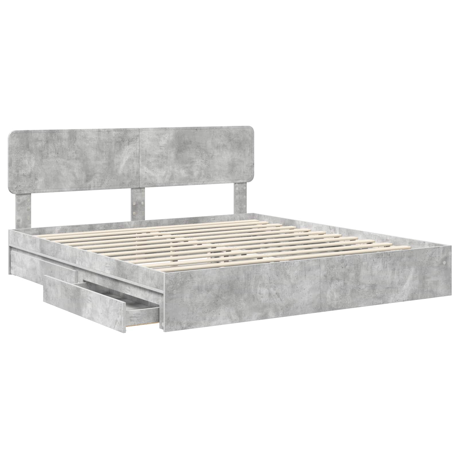 Krevet s od storage s uzglavljem Betonski sivi 200 x 200 cm