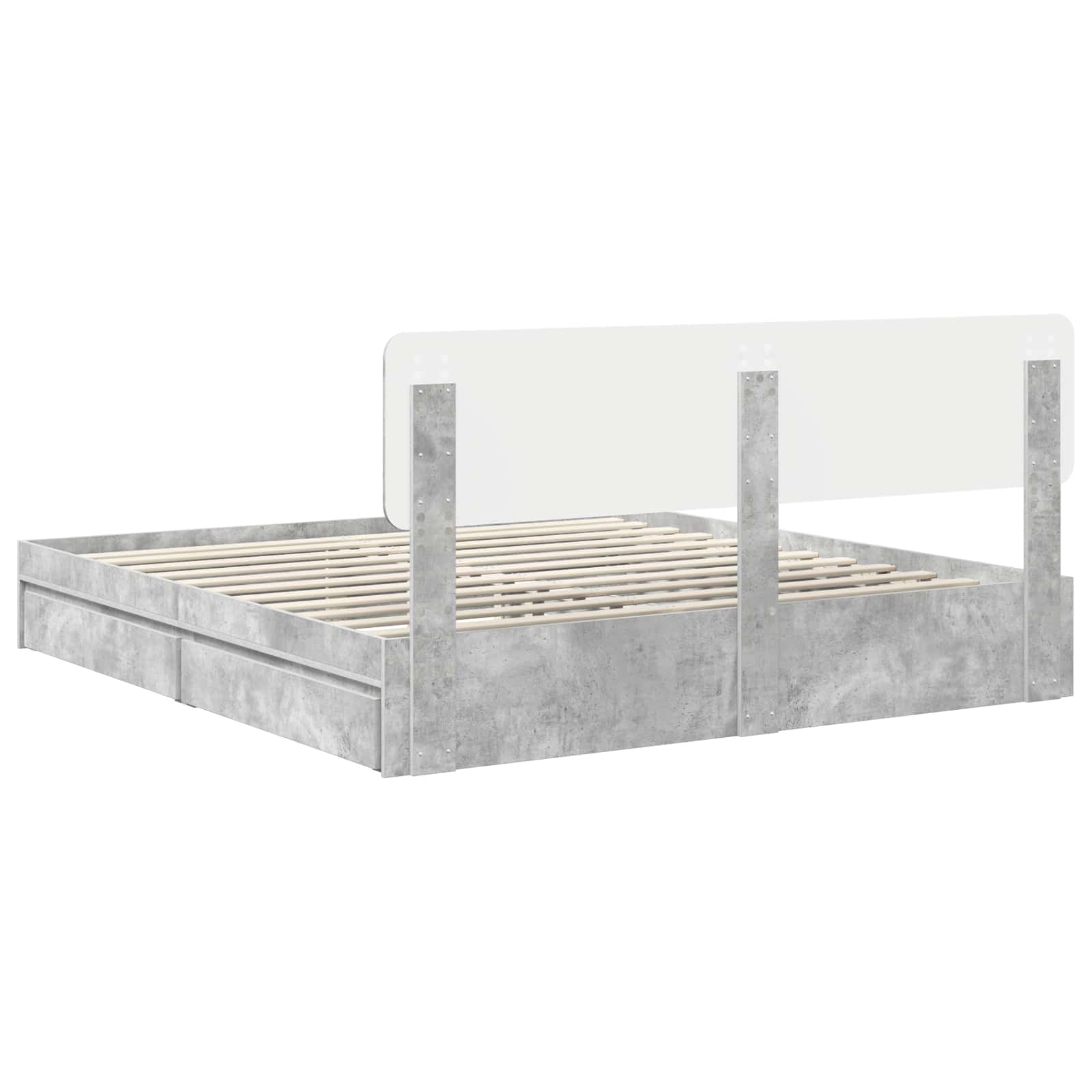 Krevet s od storage s uzglavljem Betonski sivi 200 x 200 cm