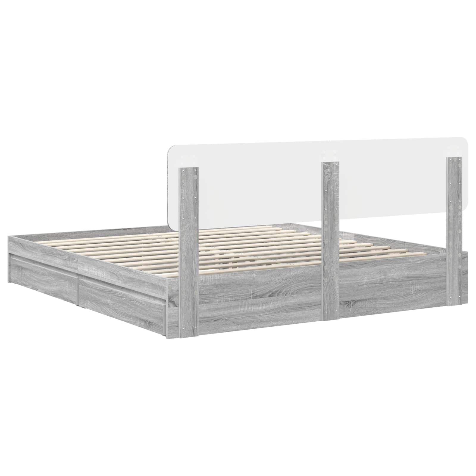 Krevet s od storage Siva Sonoma 200 x 200 cm Konstruirano drvo