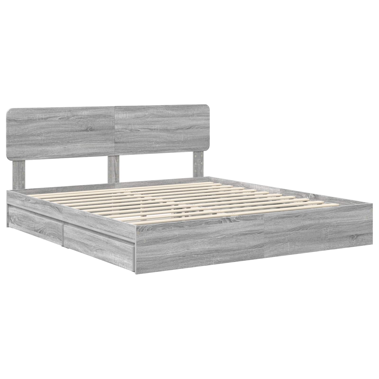 Krevet s od storage Siva Sonoma 180 x 200 cm Konstruirano drvo
