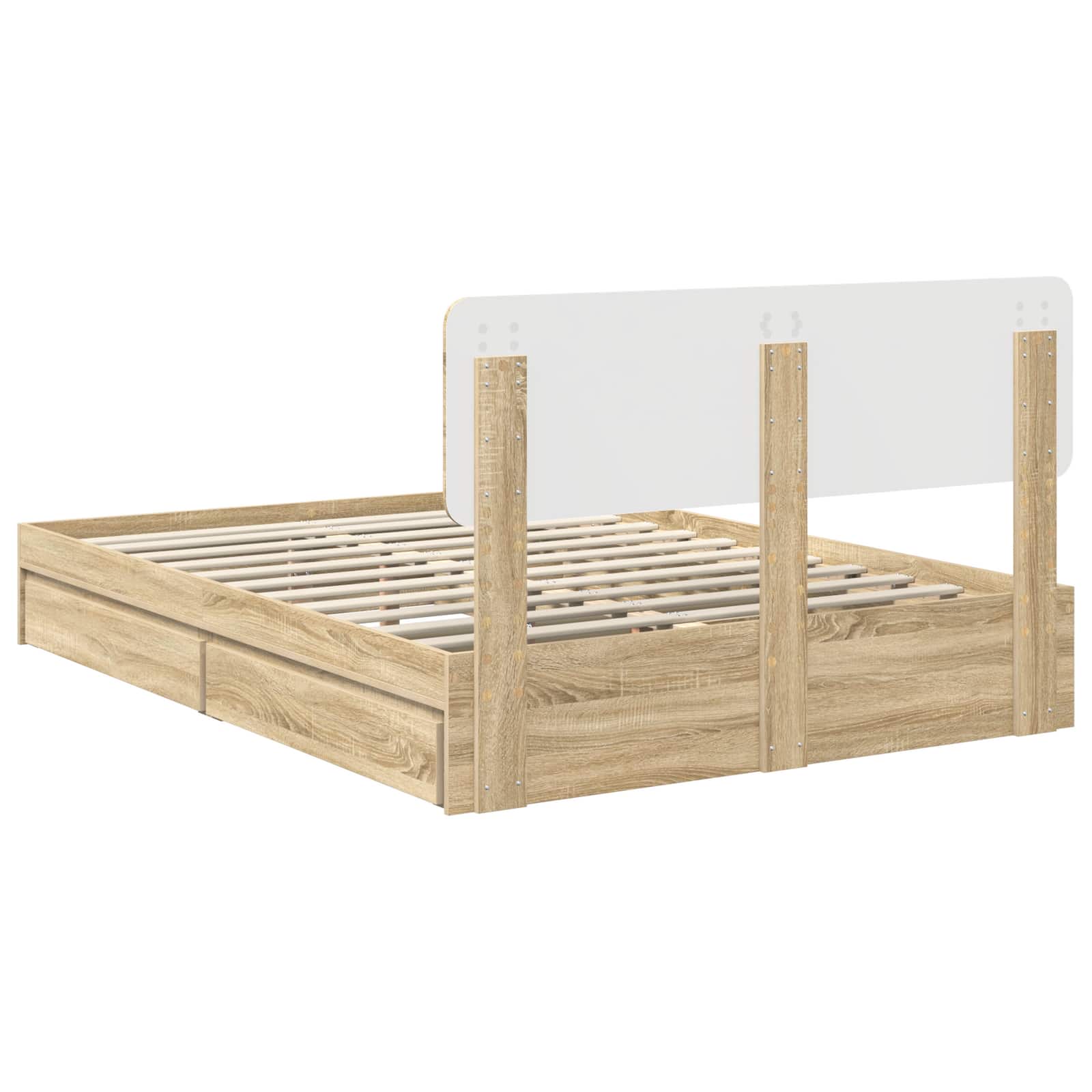 Krevet s od storage Sonoma hrast 140 x 200 cm Konstruirano drvo