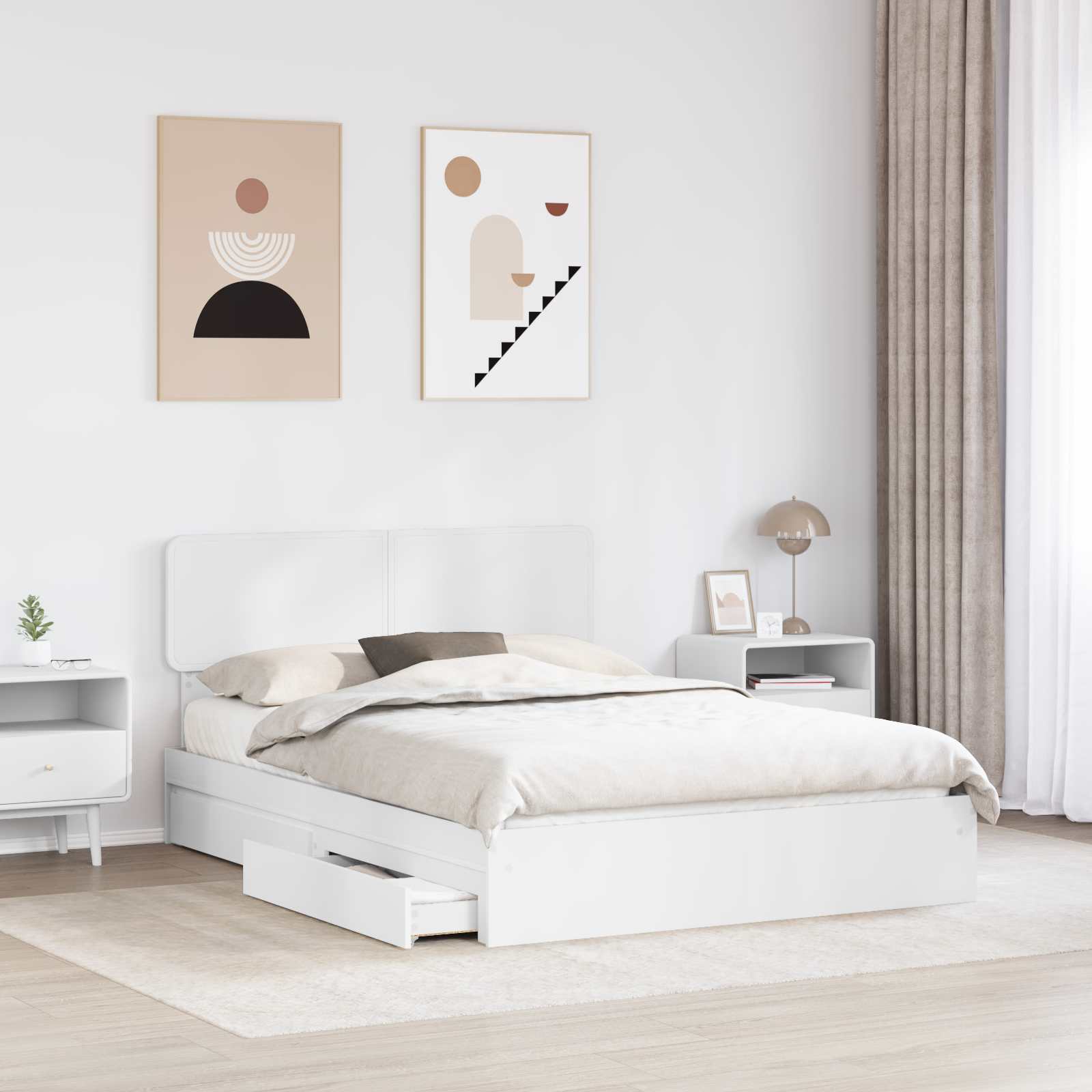 Krevet s od storage Bijelo 140 x 190 cm Konstruirano drvo