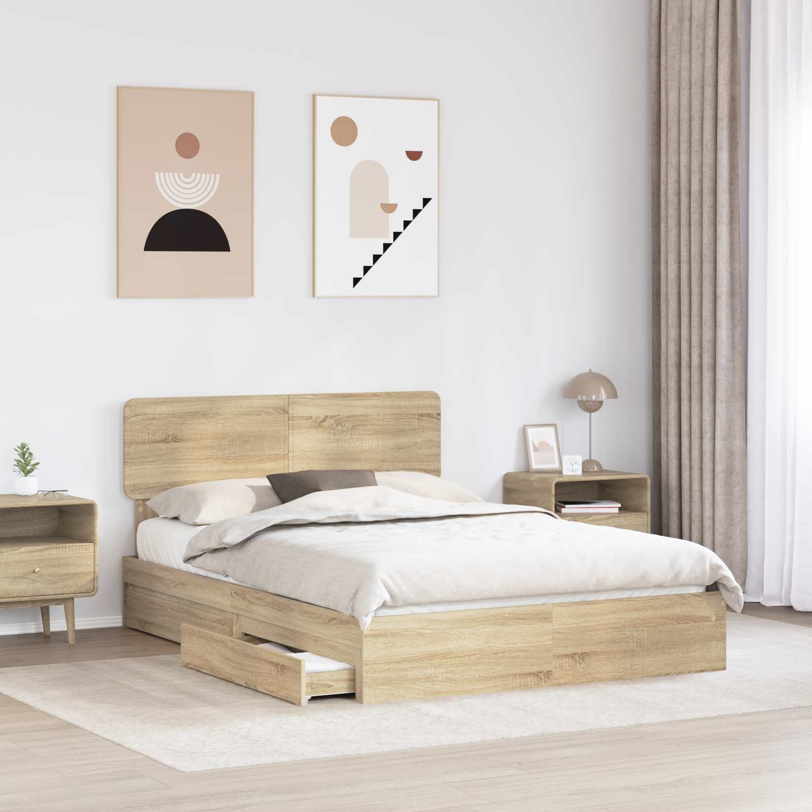 Krevet s od storage Sonoma hrast 140 x 190 cm Konstruirano drvo