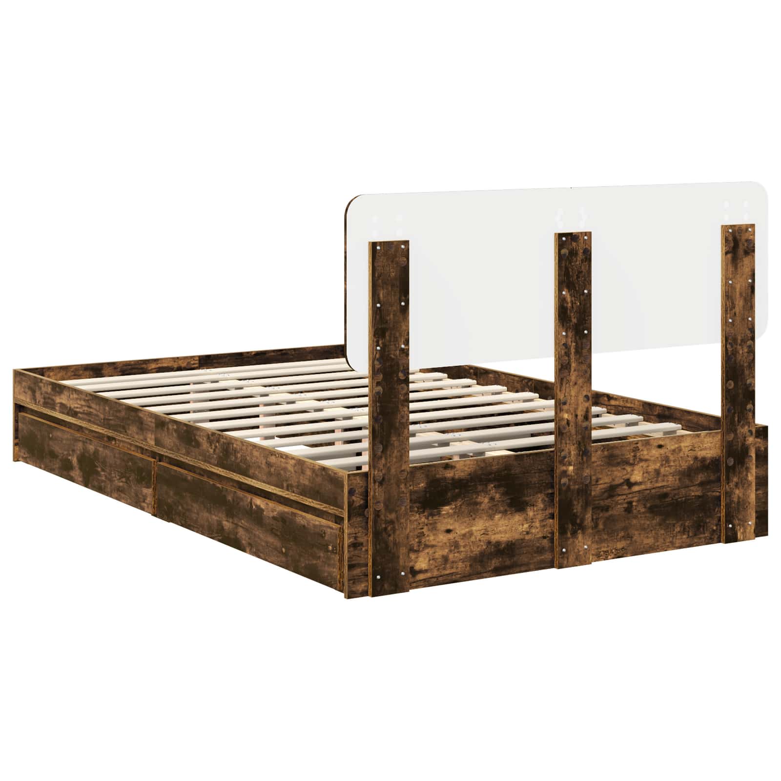 Krevet s od storage s uzglavljem Dimljeni hrast 135 x 190 cm