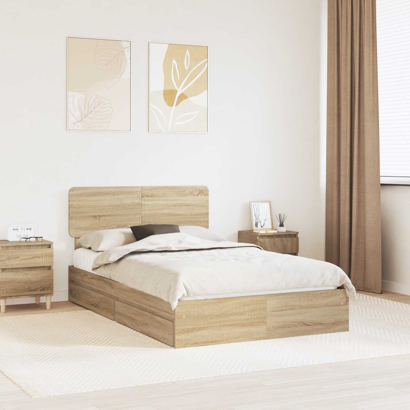 Krevet s od storage Sonoma hrast 120 x 200 cm Konstruirano drvo