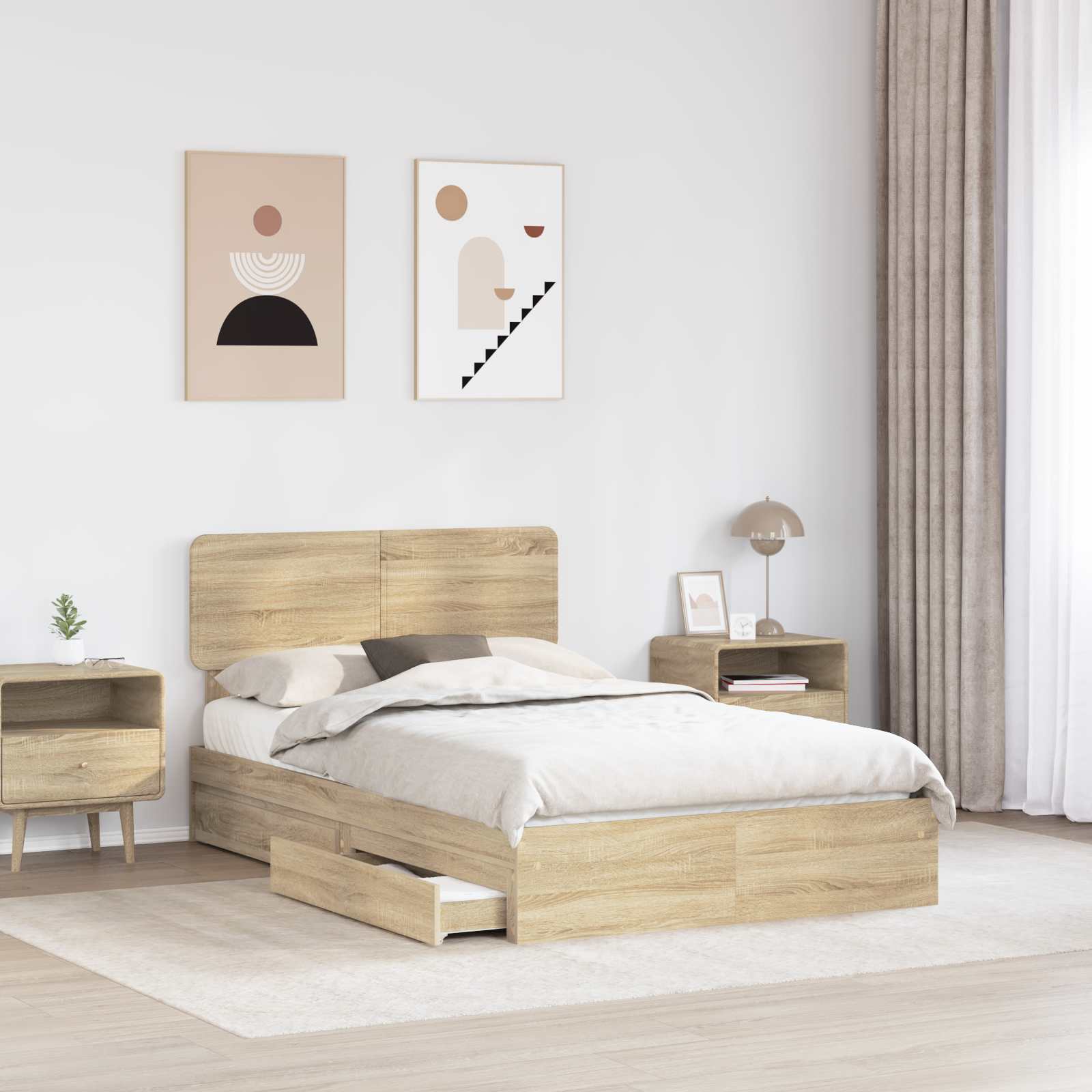 Krevet s od storage Sonoma hrast 120 x 200 cm Konstruirano drvo