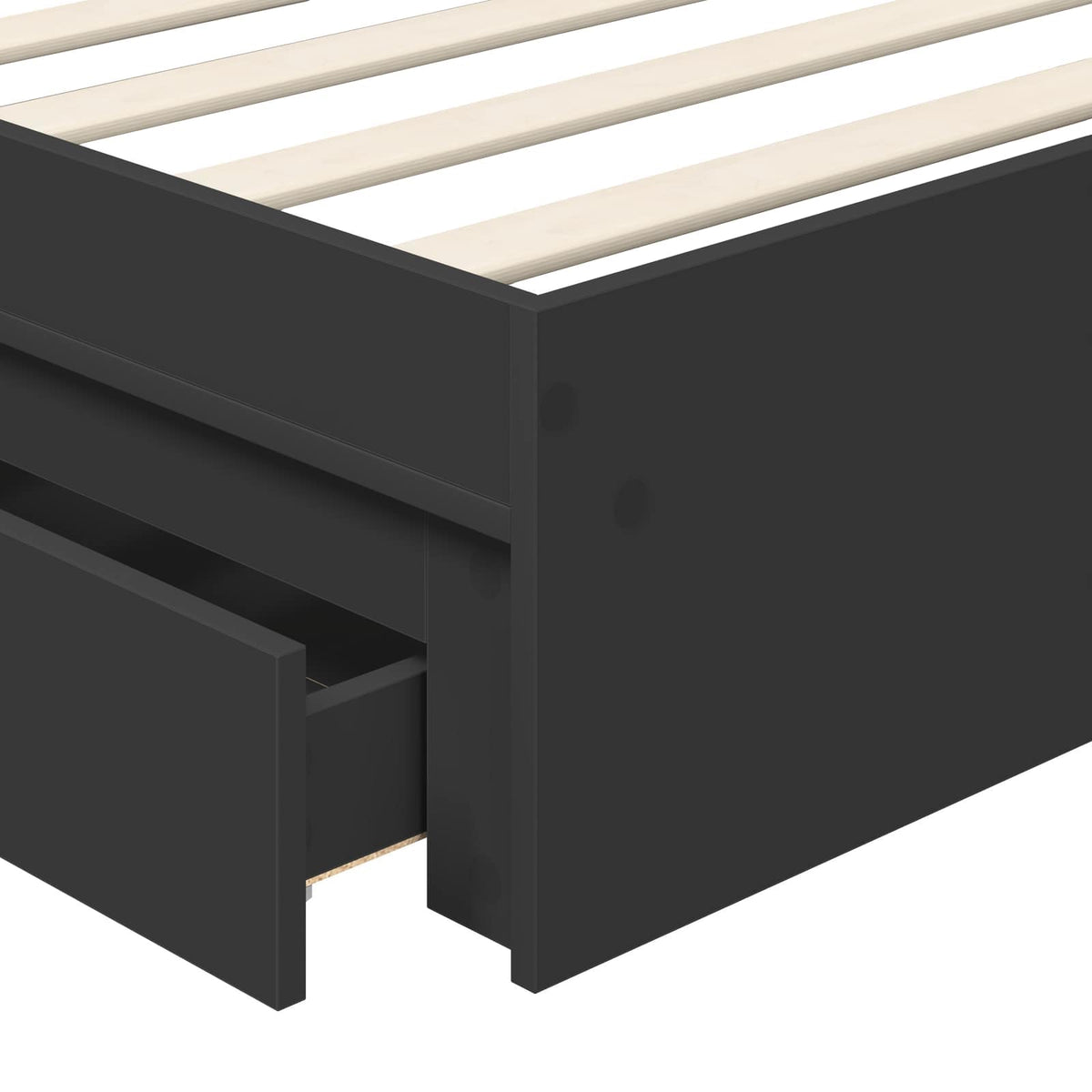 Krevet s od storage Crna 100 x 200 cm Konstruirano drvo