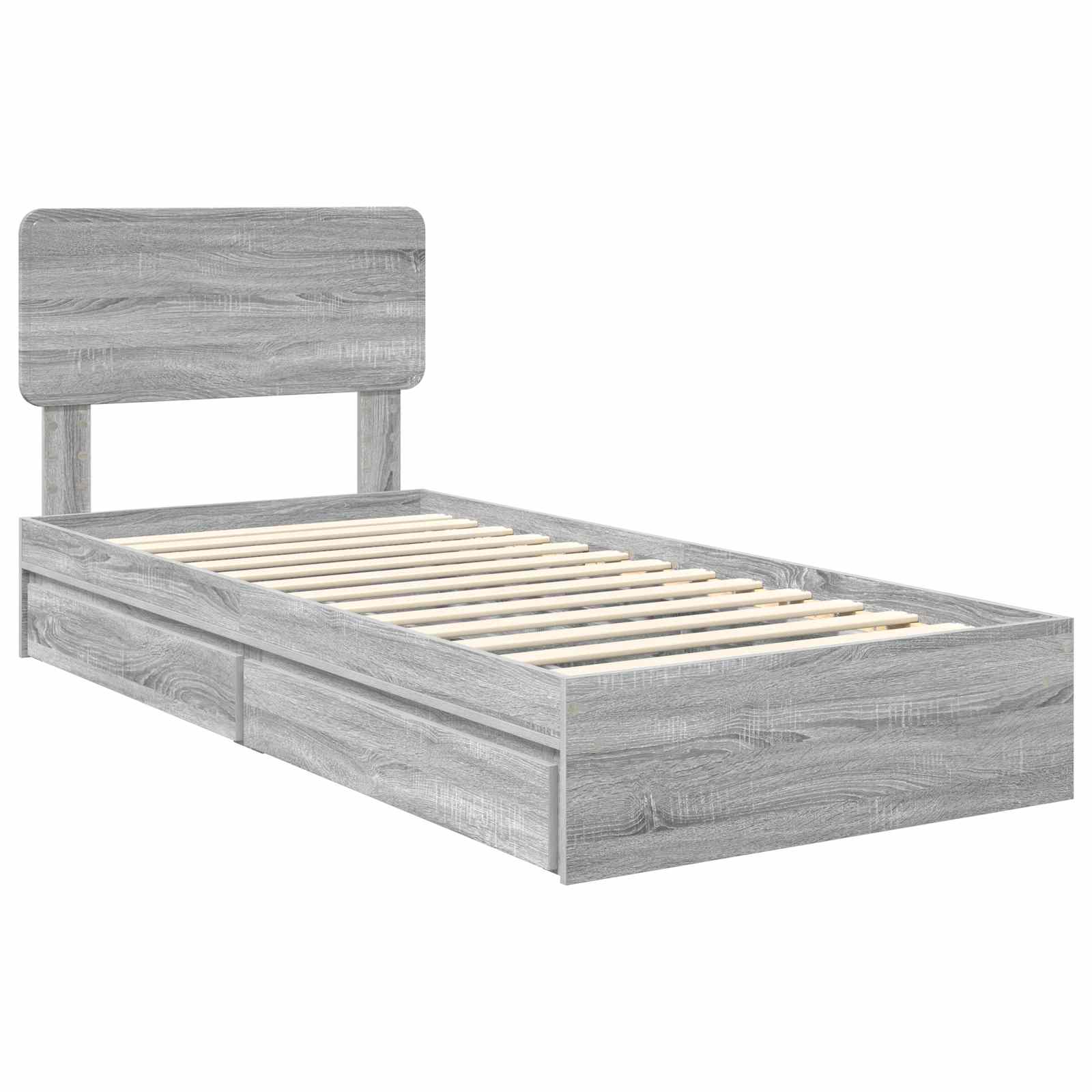 Krevet s od storage Siva Sonoma 100 x 200 cm Konstruirano drvo