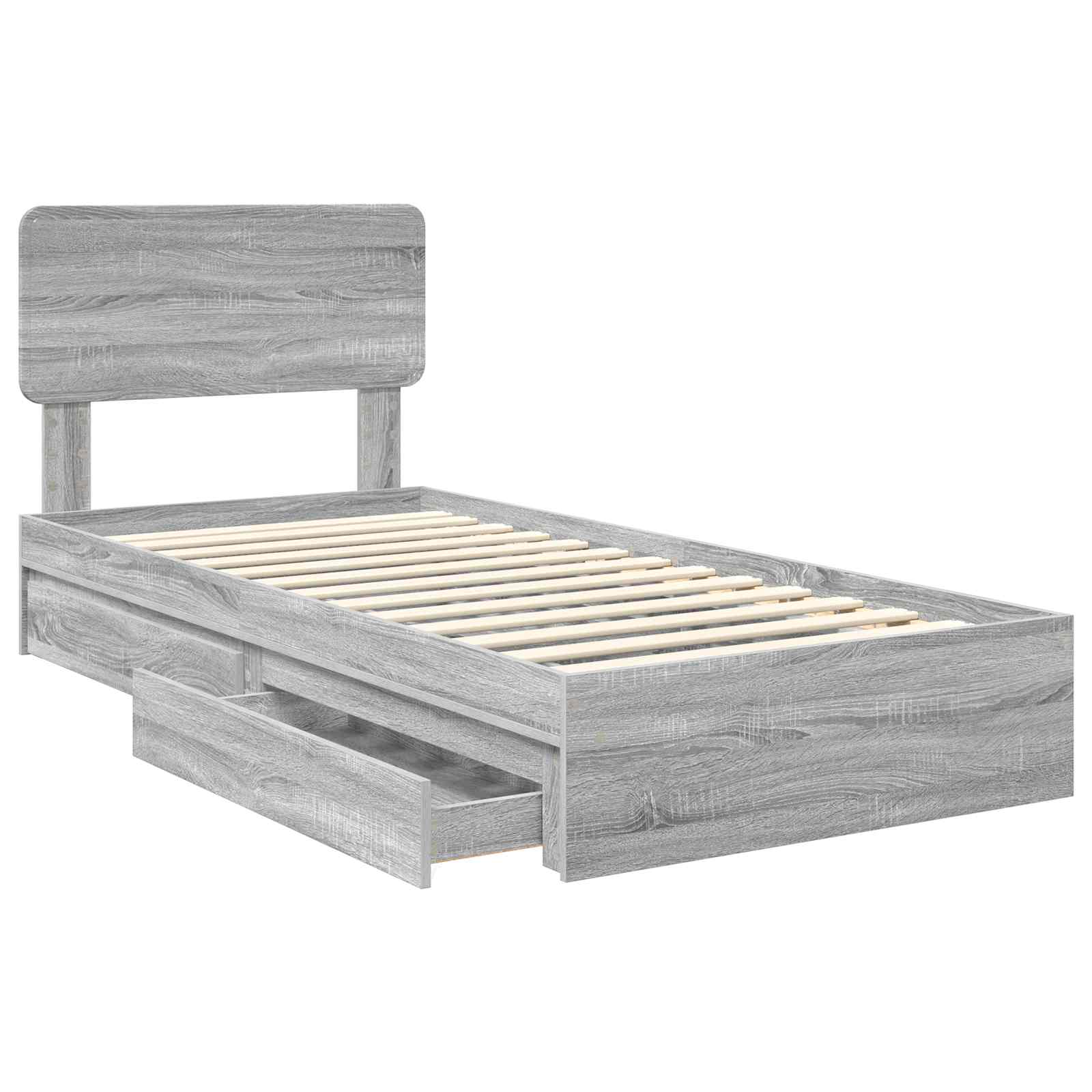 Krevet s od storage Siva Sonoma 100 x 200 cm Konstruirano drvo