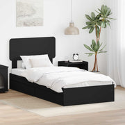 Krevet s od storage Podesivo Crna 90 x 190 cm Konstruirano drvo