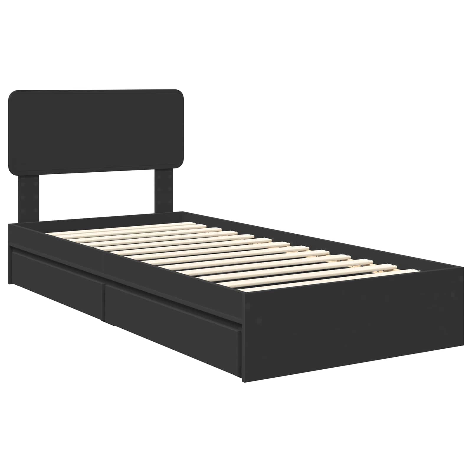 Krevet s od storage Crna 90 x 190 cm Konstruirano drvo
