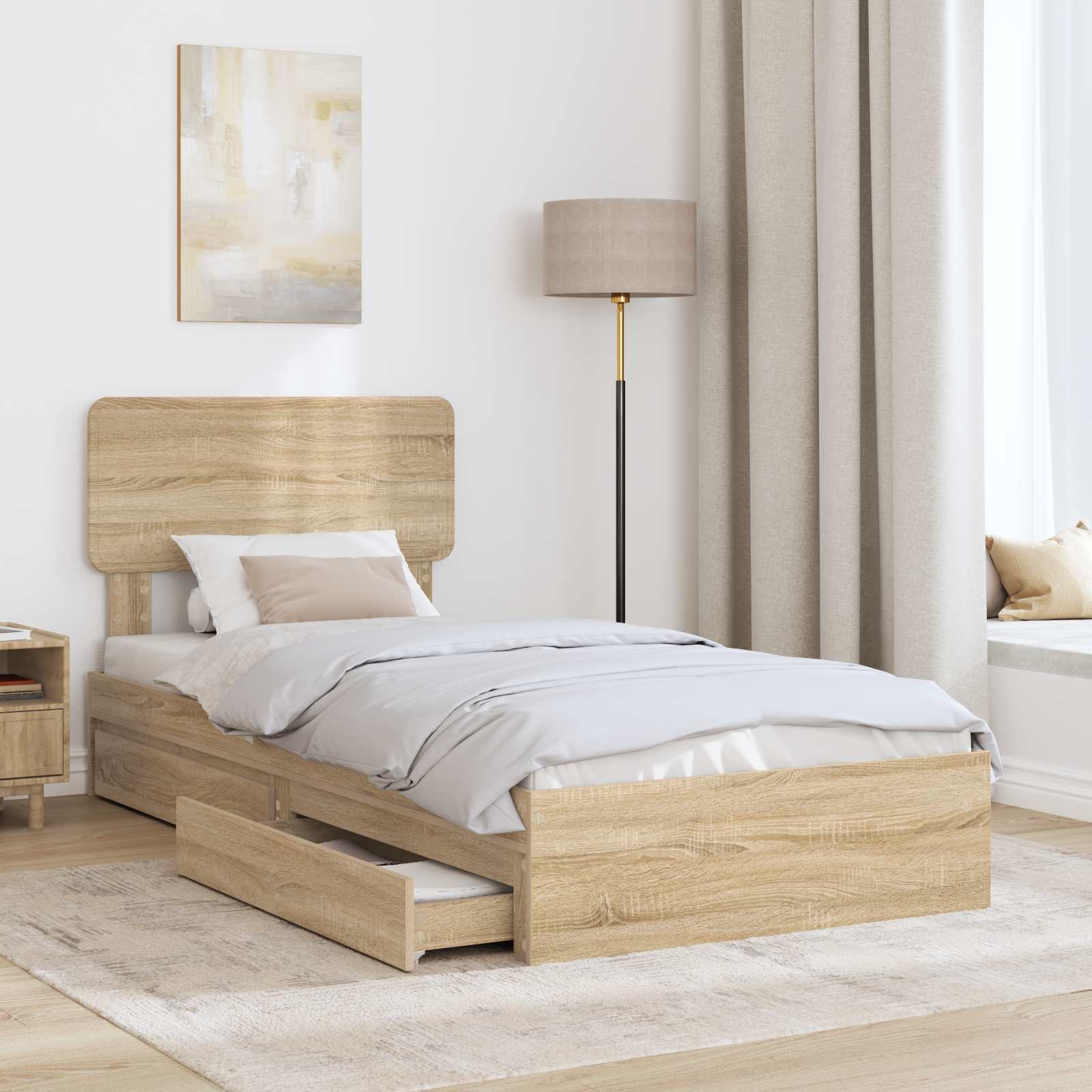 Krevet s od storage Sonoma hrast 90 x 190 cm Konstruirano drvo