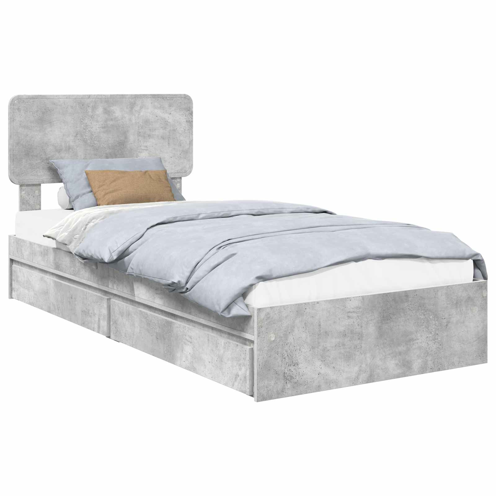 Krevet s od storage Betonski sivi 90 x 190 cm Konstruirano drvo