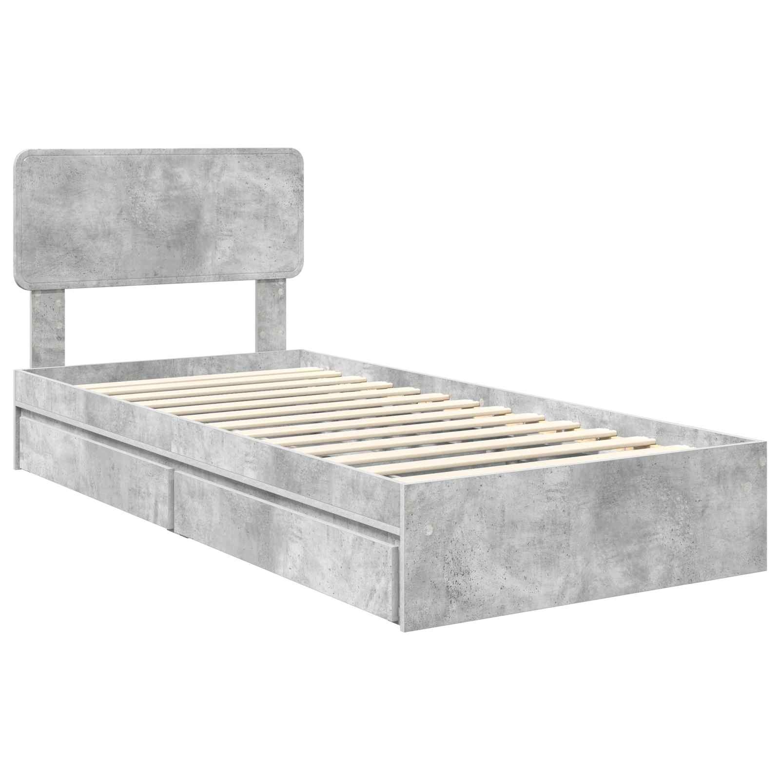 Krevet s od storage Betonski sivi 90 x 190 cm Konstruirano drvo