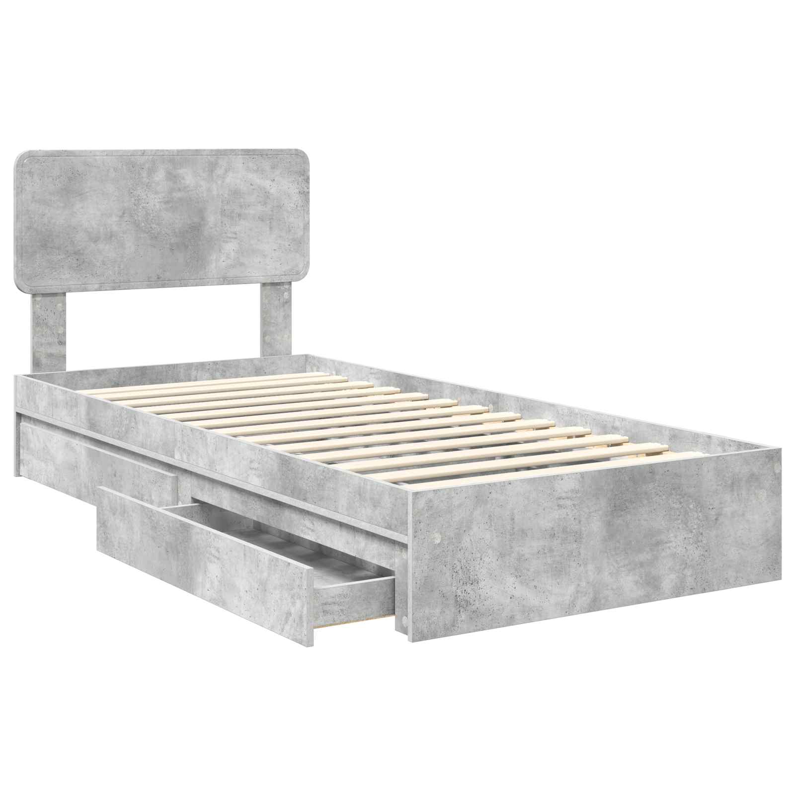 Krevet s od storage Betonski sivi 90 x 190 cm Konstruirano drvo