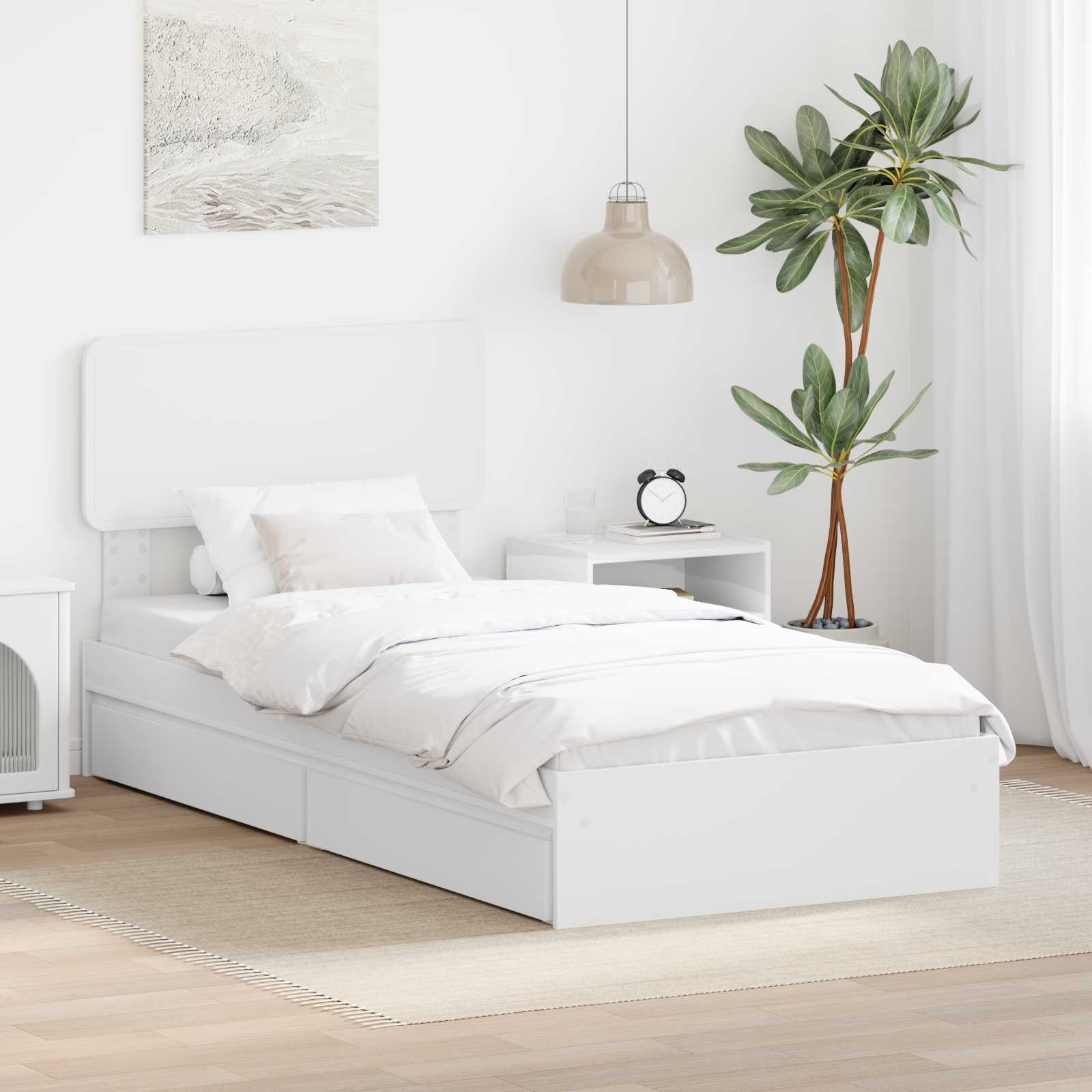 Krevet s od storage Bijelo 75 x 190 cm Konstruirano drvo