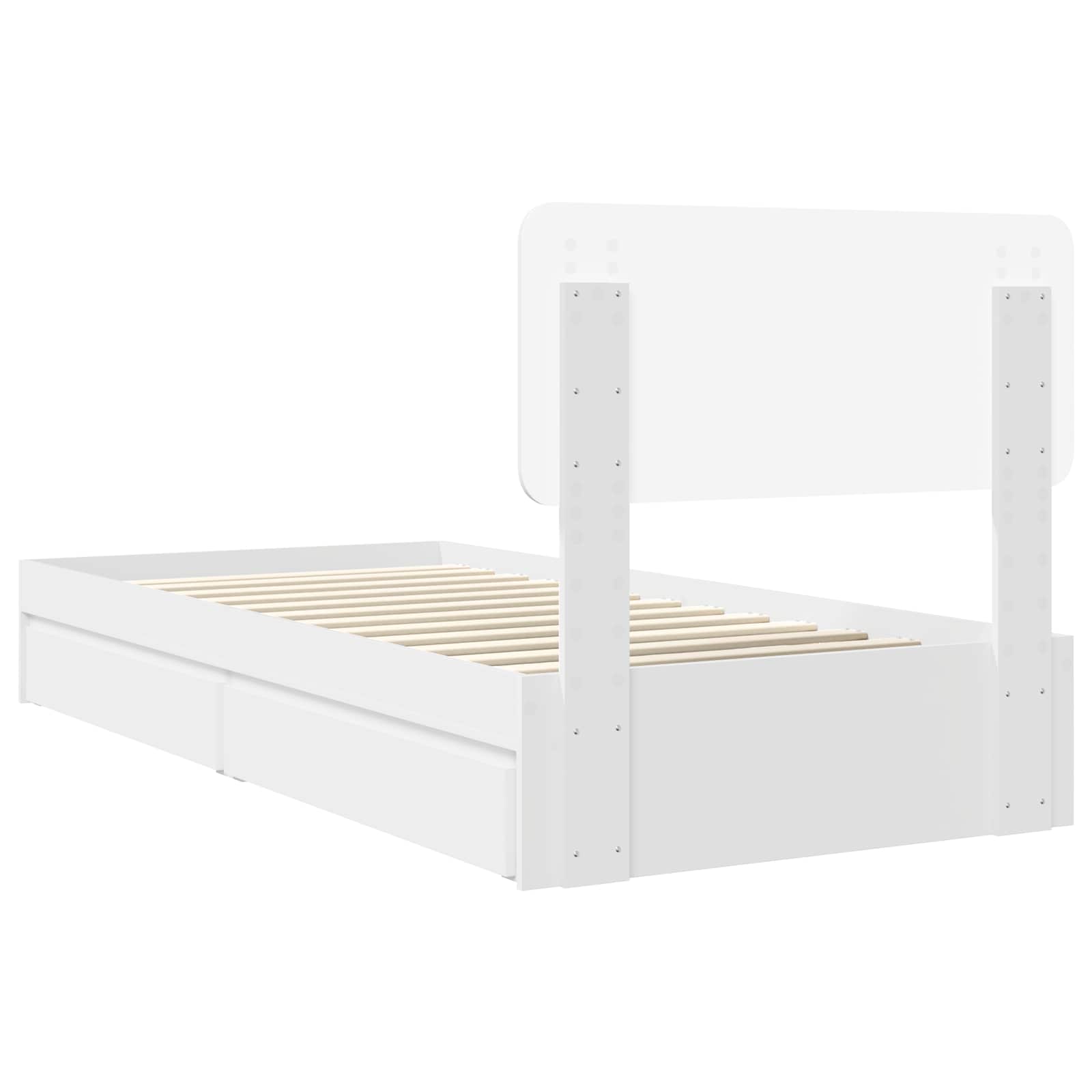 Krevet s od storage Bijelo 75 x 190 cm Konstruirano drvo