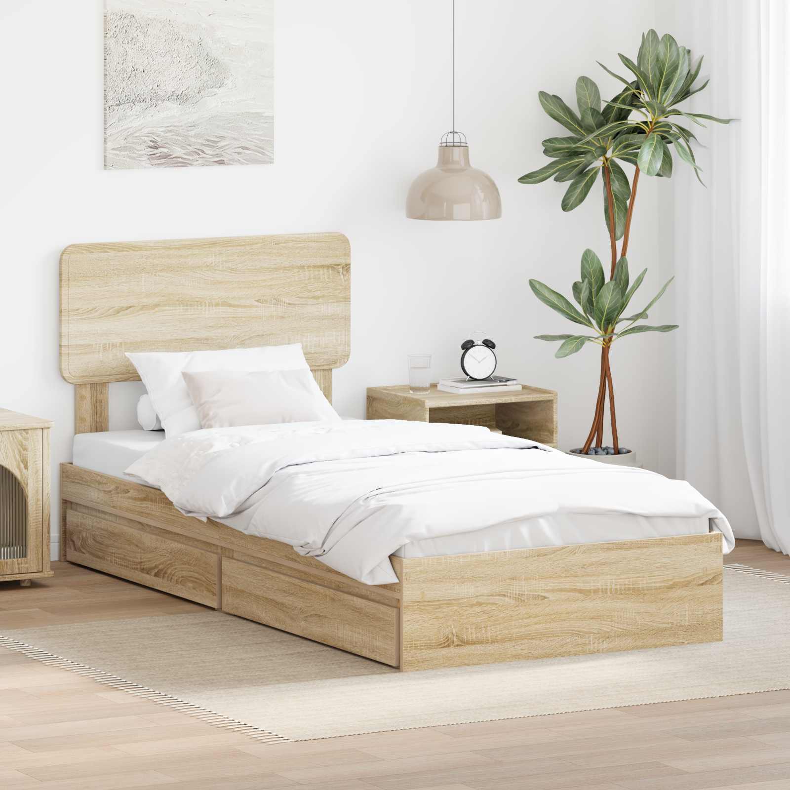 Krevet s od storage Sonoma hrast 75 x 190 cm Konstruirano drvo