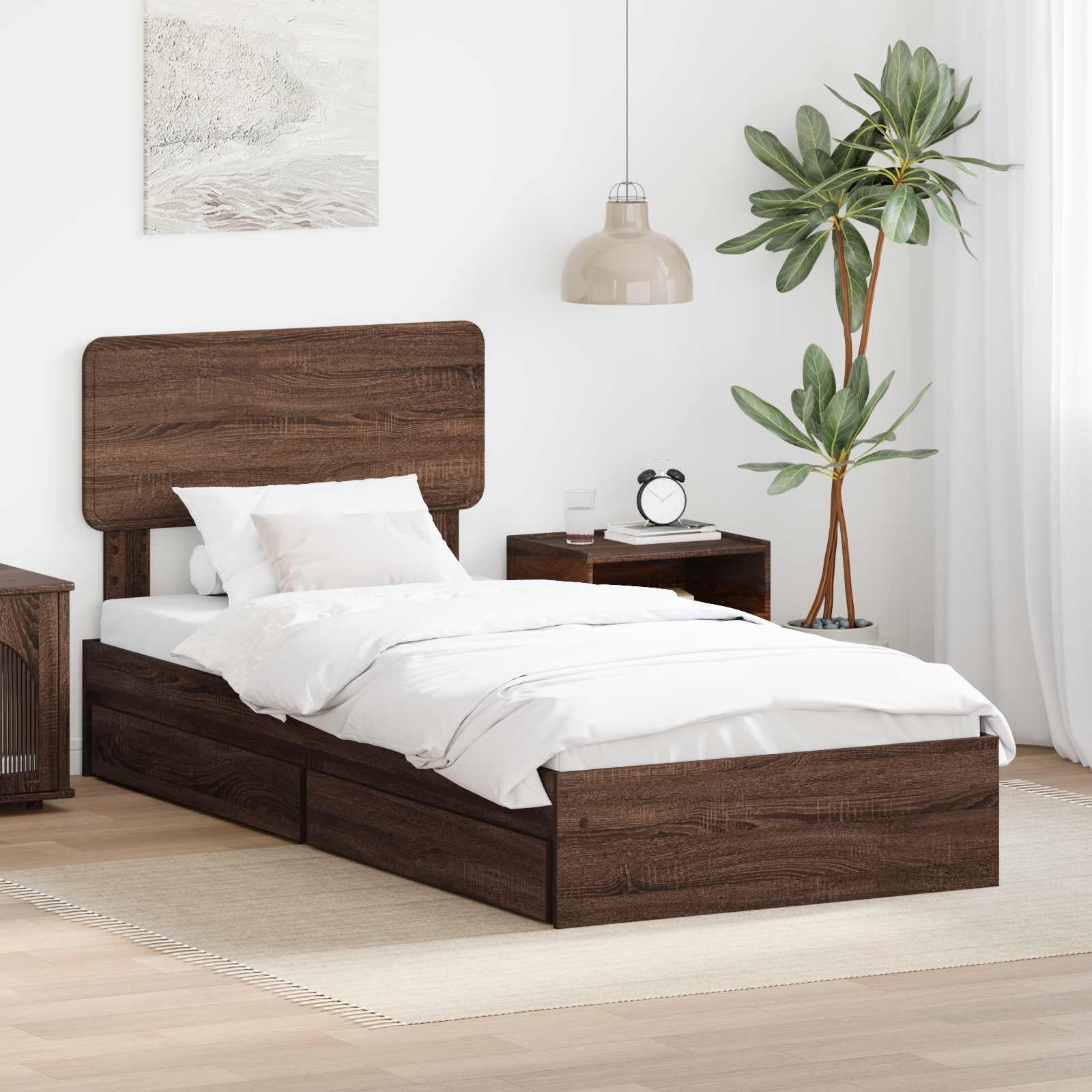 Krevet s od storage Smeđi hrast 75 x 190 cm Konstruirano drvo