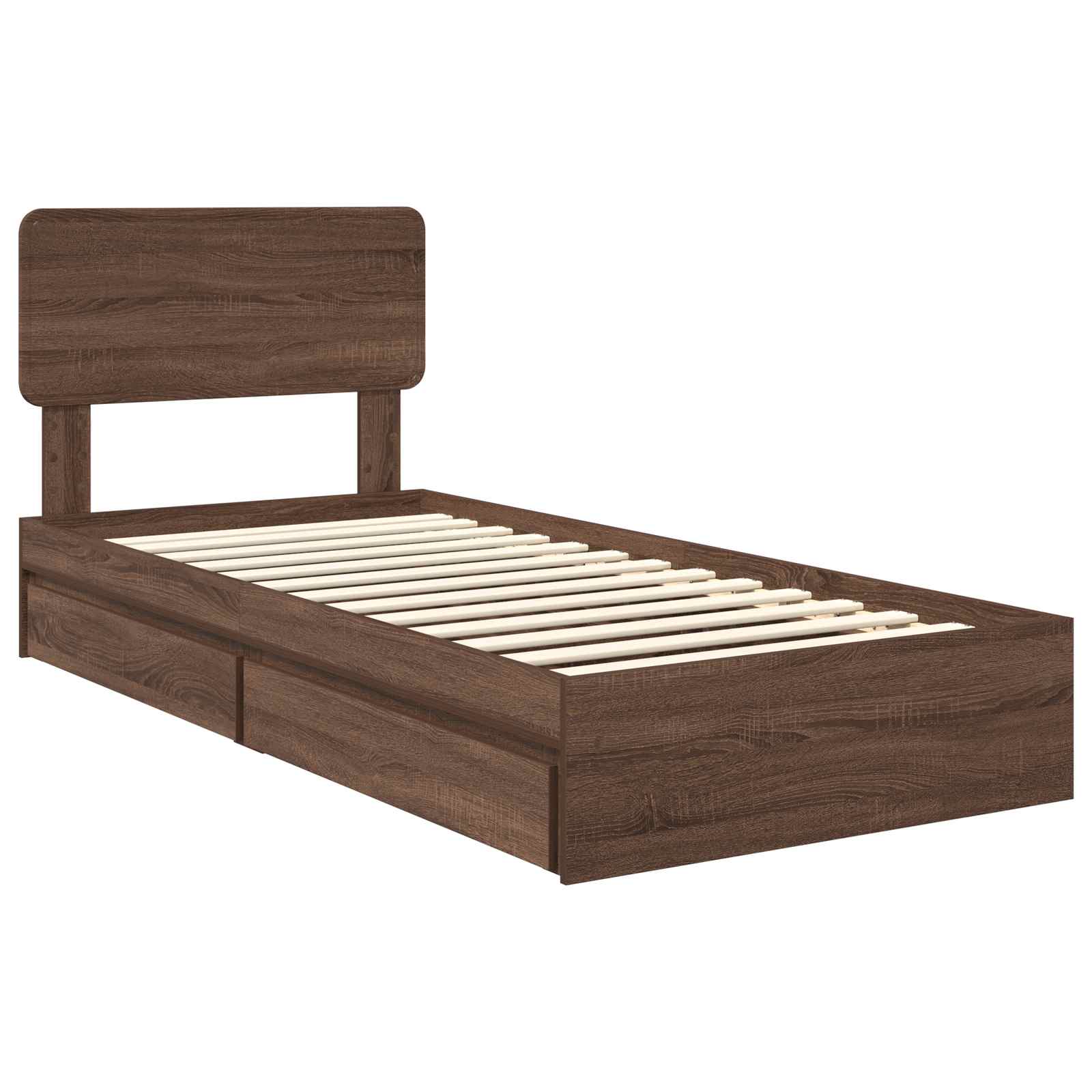 Krevet s od storage Smeđi hrast 75 x 190 cm Konstruirano drvo