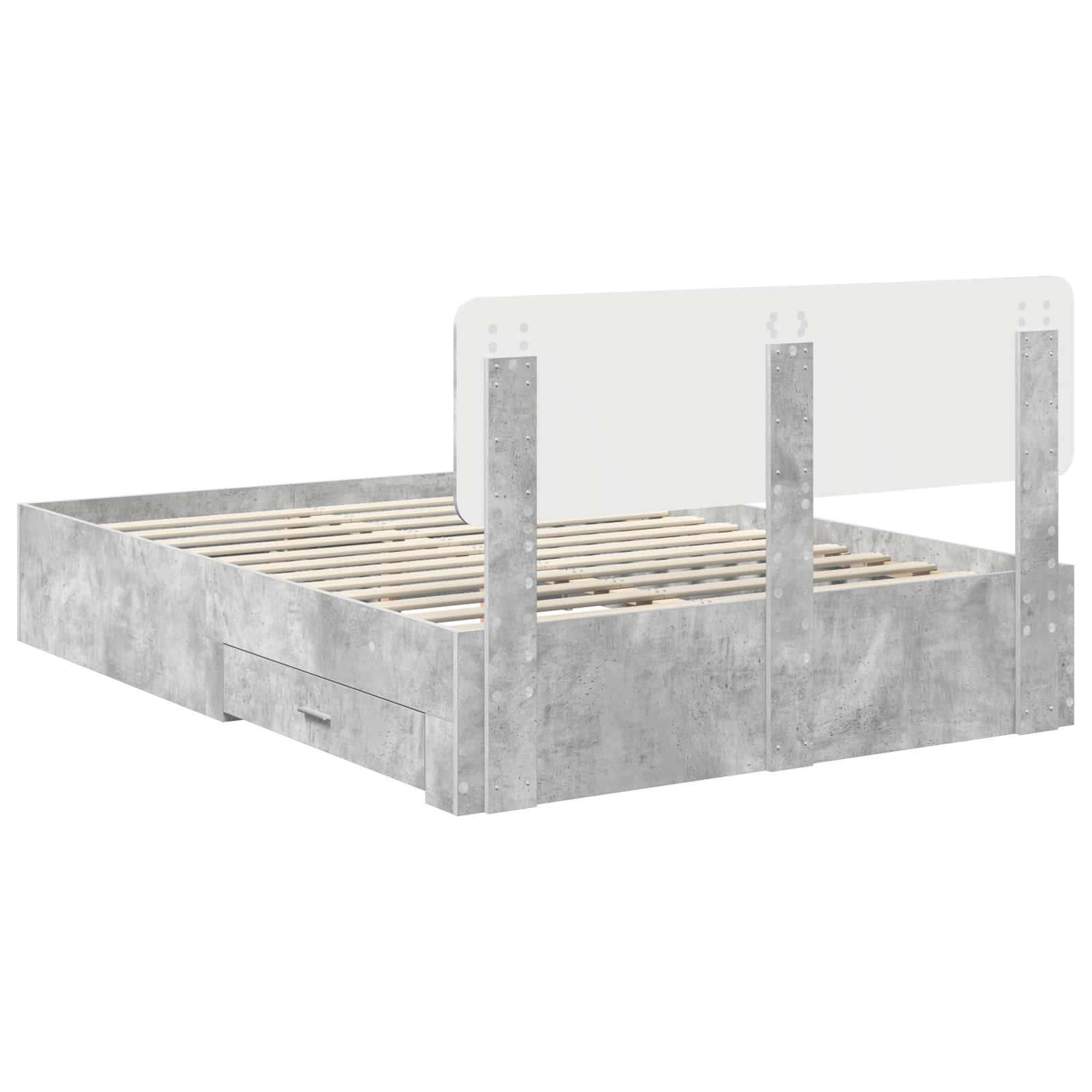 Krevetna konstrukcija s uzglavljem Betonski sivi 140 x 190 cm