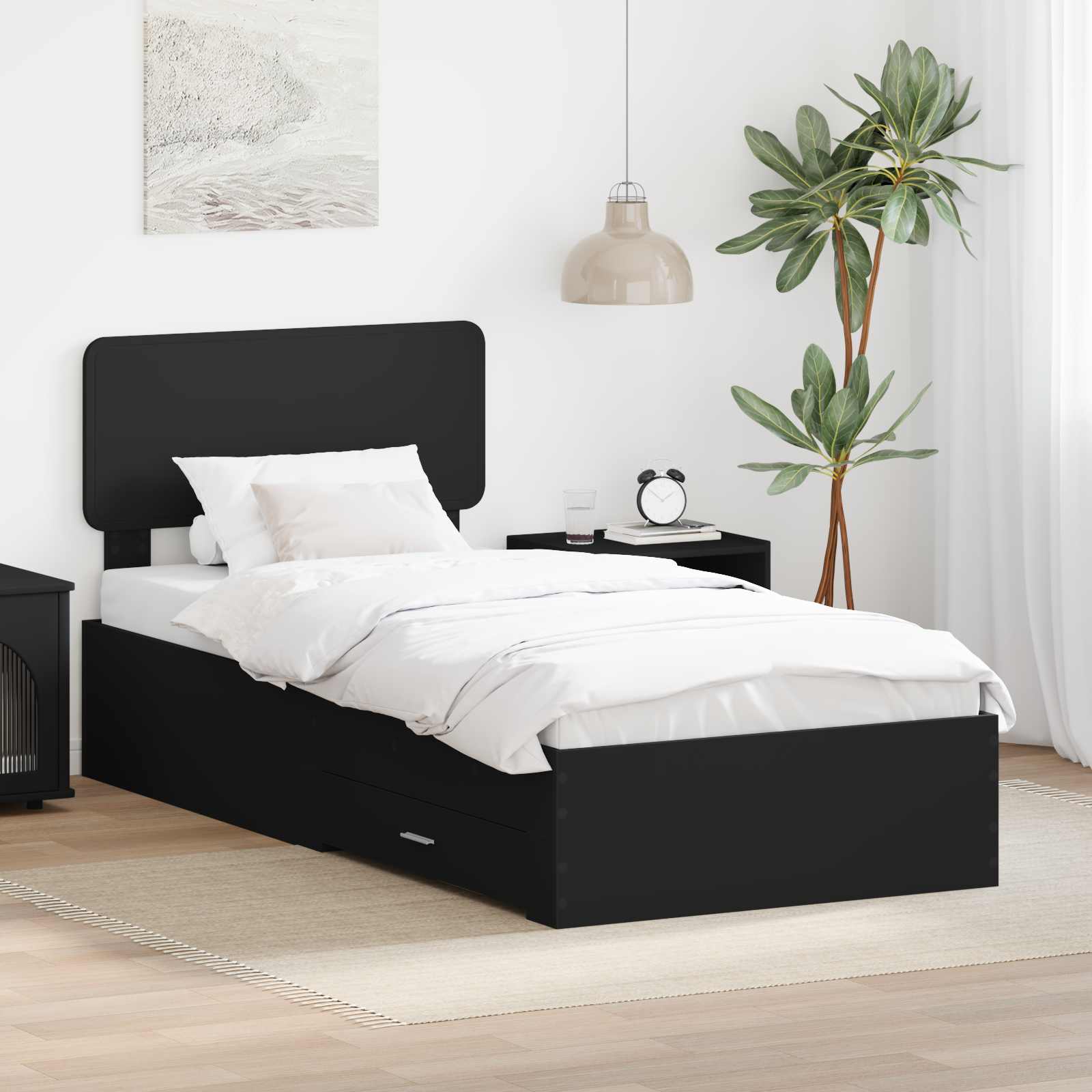 Krevetna konstrukcija Crna 100 x 200 cm Konstruirano drvo