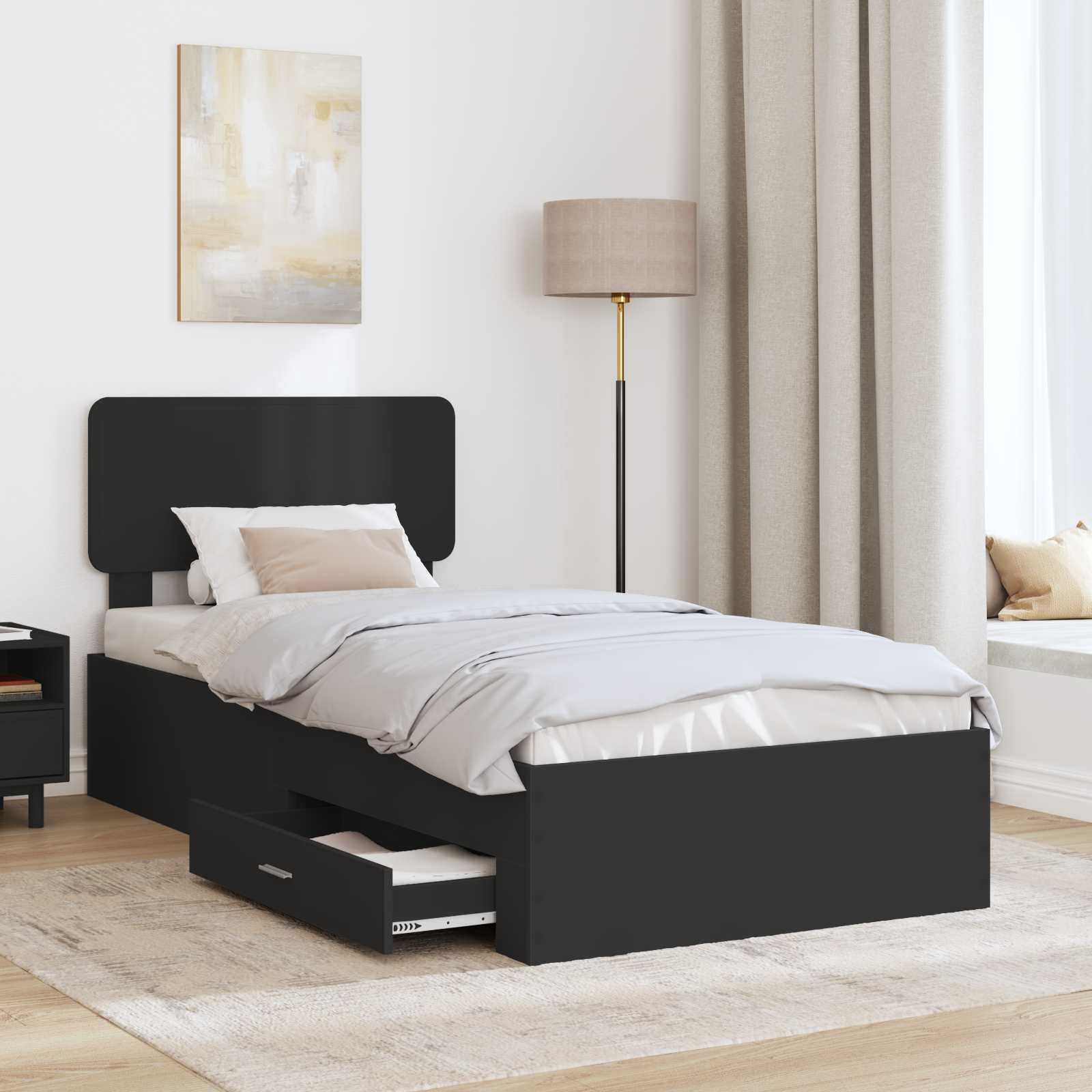 Krevetna konstrukcija Crna 100 x 200 cm Konstruirano drvo