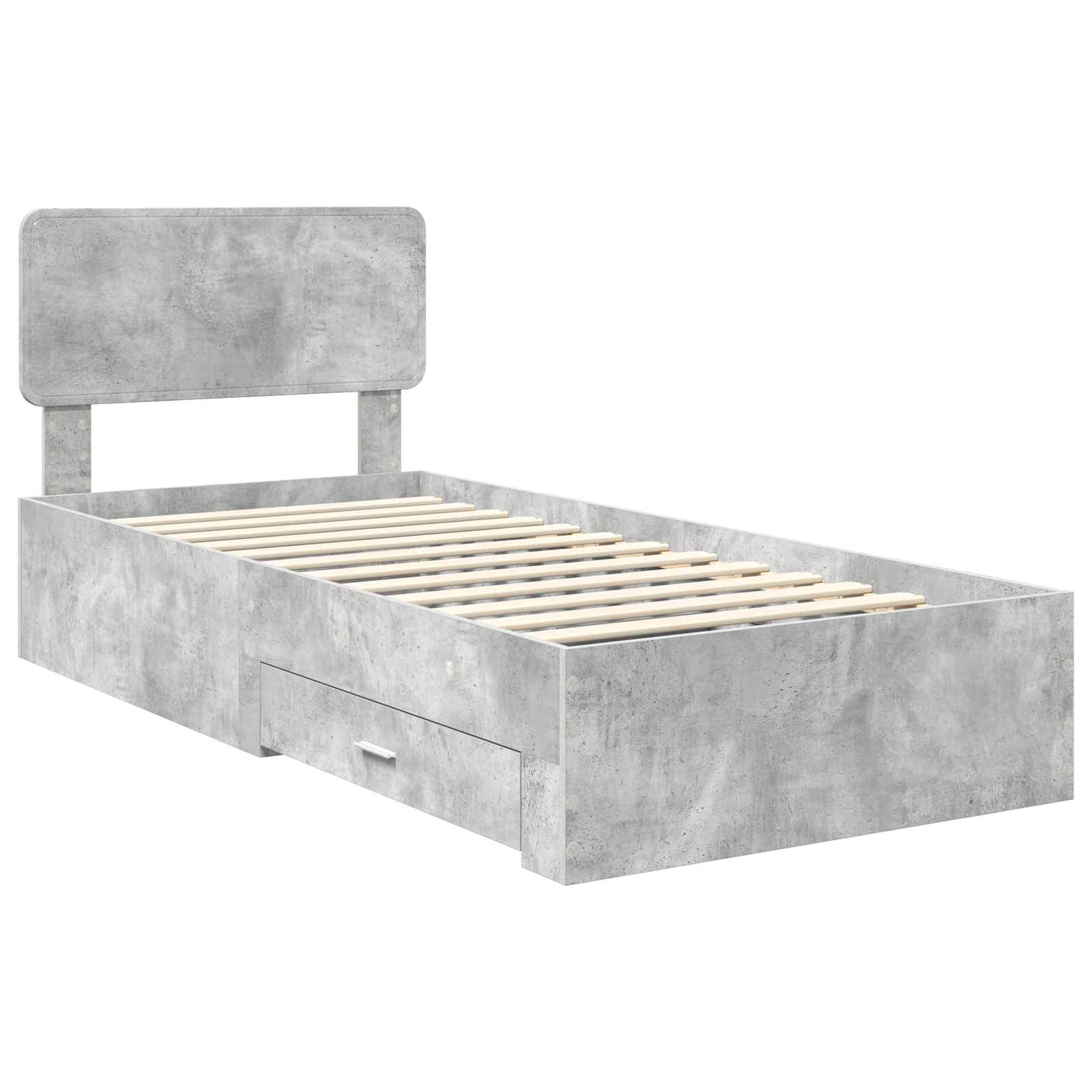 Krevetna konstrukcija s uzglavljem Betonski sivi 90 x 200 cm