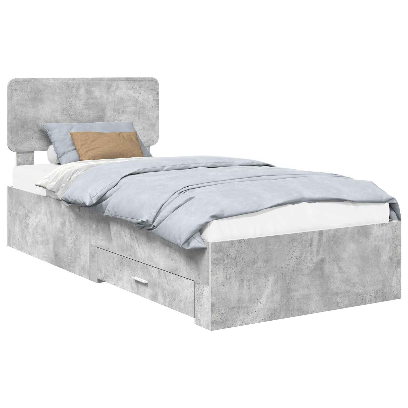 Krevetna konstrukcija s uzglavljem Betonski sivi 90 x 190 cm