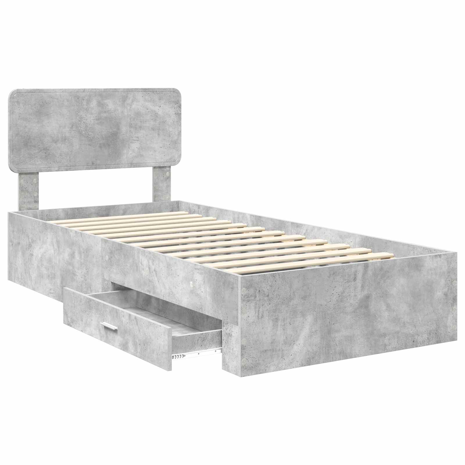 Krevetna konstrukcija s uzglavljem Betonski sivi 90 x 190 cm
