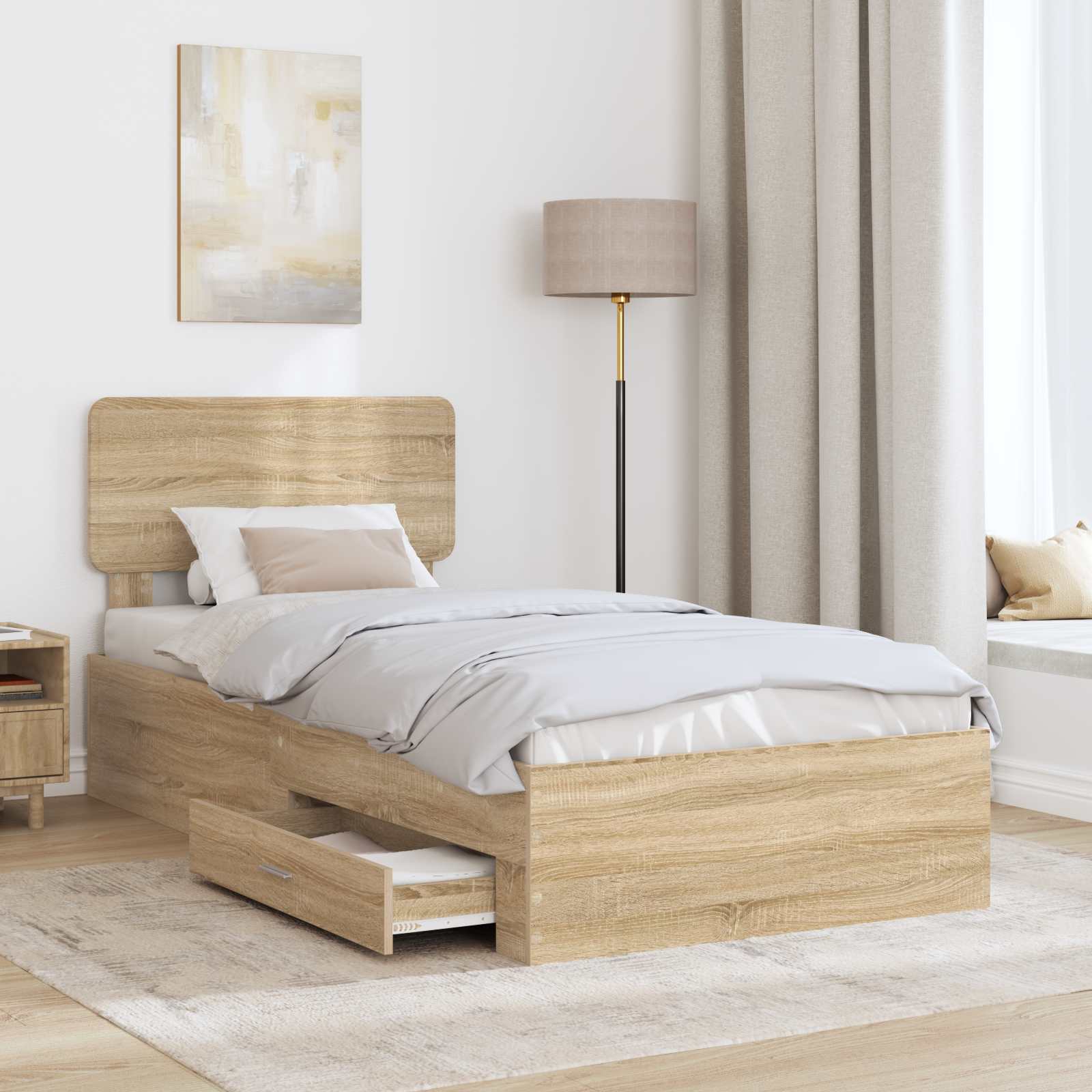 Krevetna konstrukcija s uzglavljem Sonoma hrast 75 x 190 cm