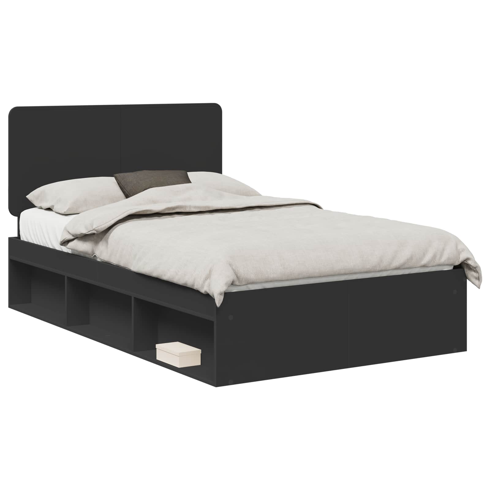 Krevetna konstrukcija Crna 135 x 190 cm Čvrsto borovo drvo