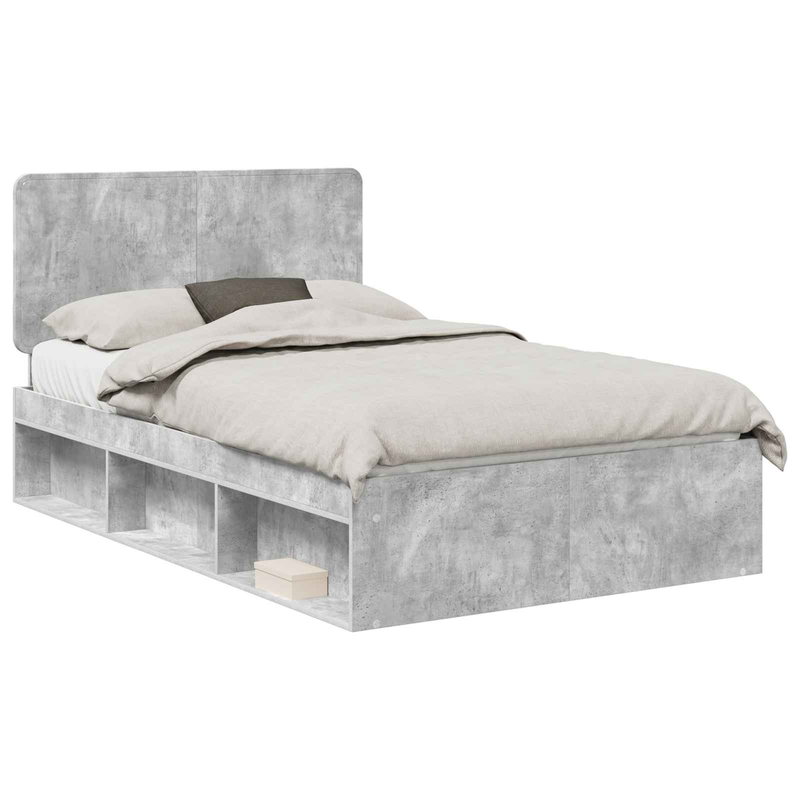 Krevetna konstrukcija Beton 120 x 190 cm Čvrsto borovo drvo