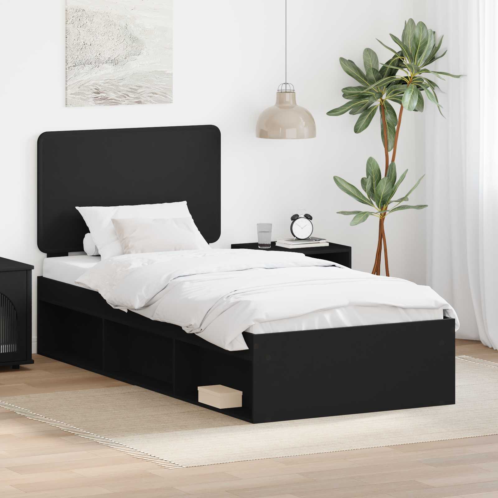 Krevetna konstrukcija Crna 90 x 200 cm Čvrsto borovo drvo